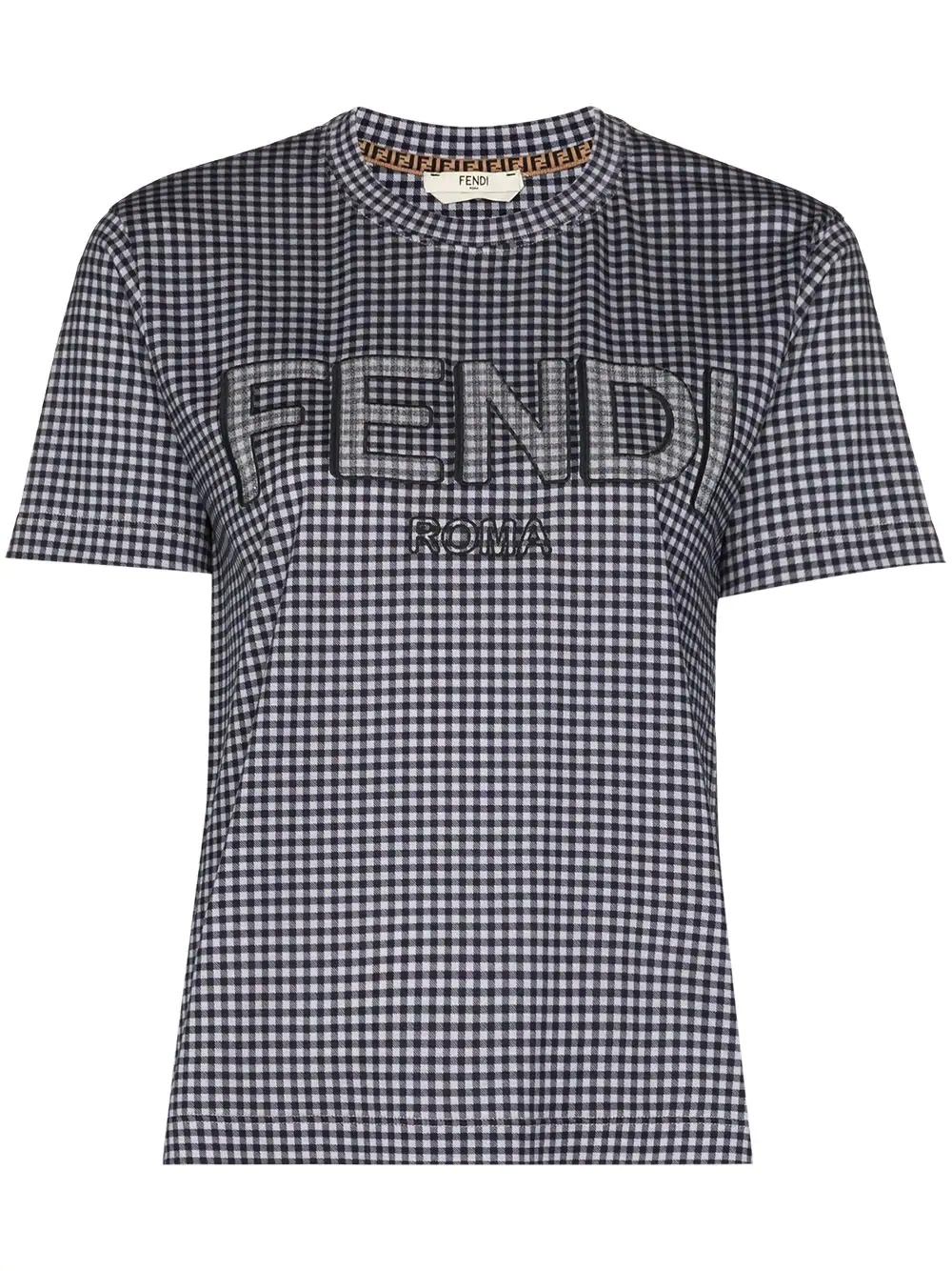 Vichy gingham logo-print T-shirt - 1