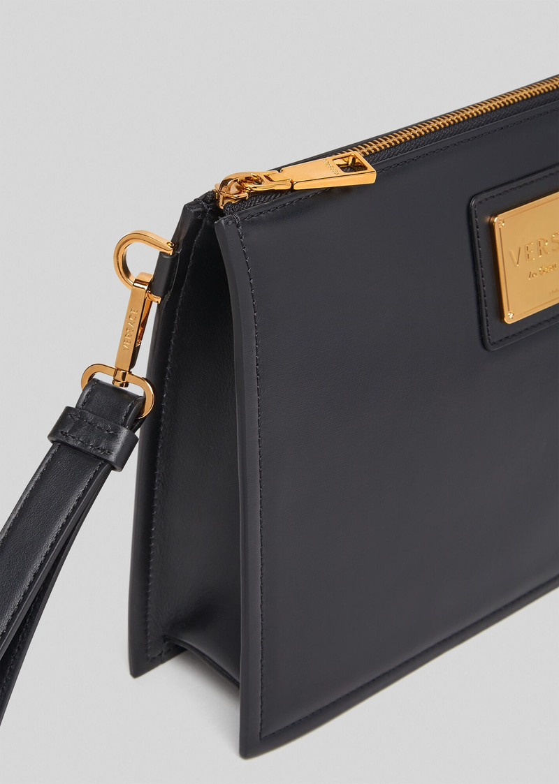 Logo Plaque Leather Pouch 4