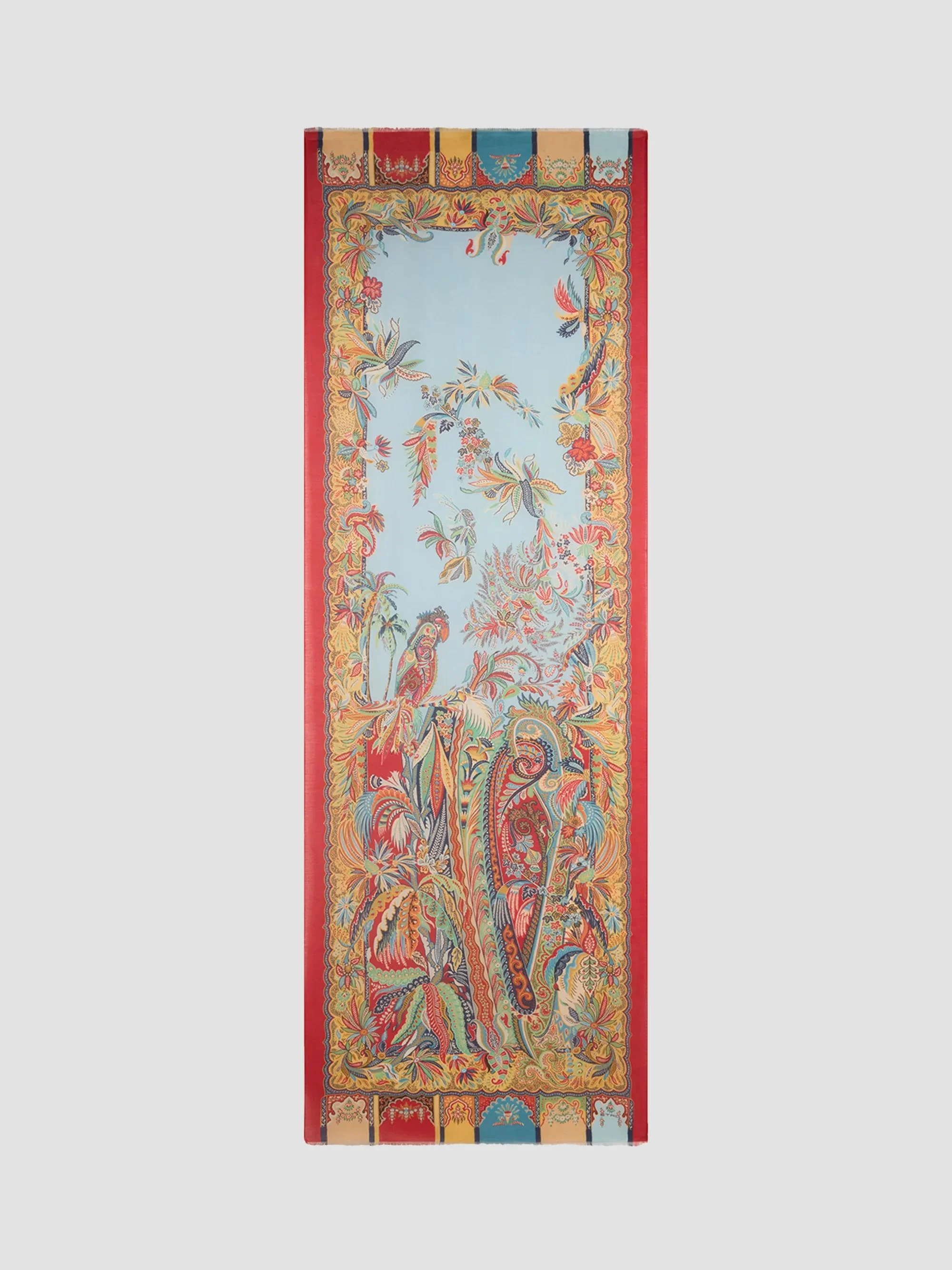 Women's Parrot & Paisley-Print Scarf - Red - 1