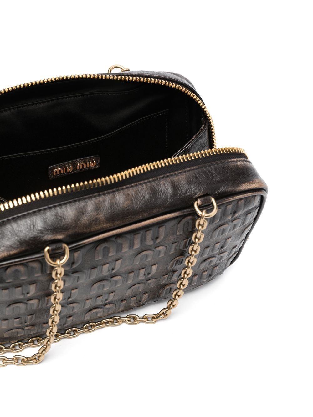 logo-embossed leather shoulder bag - 5
