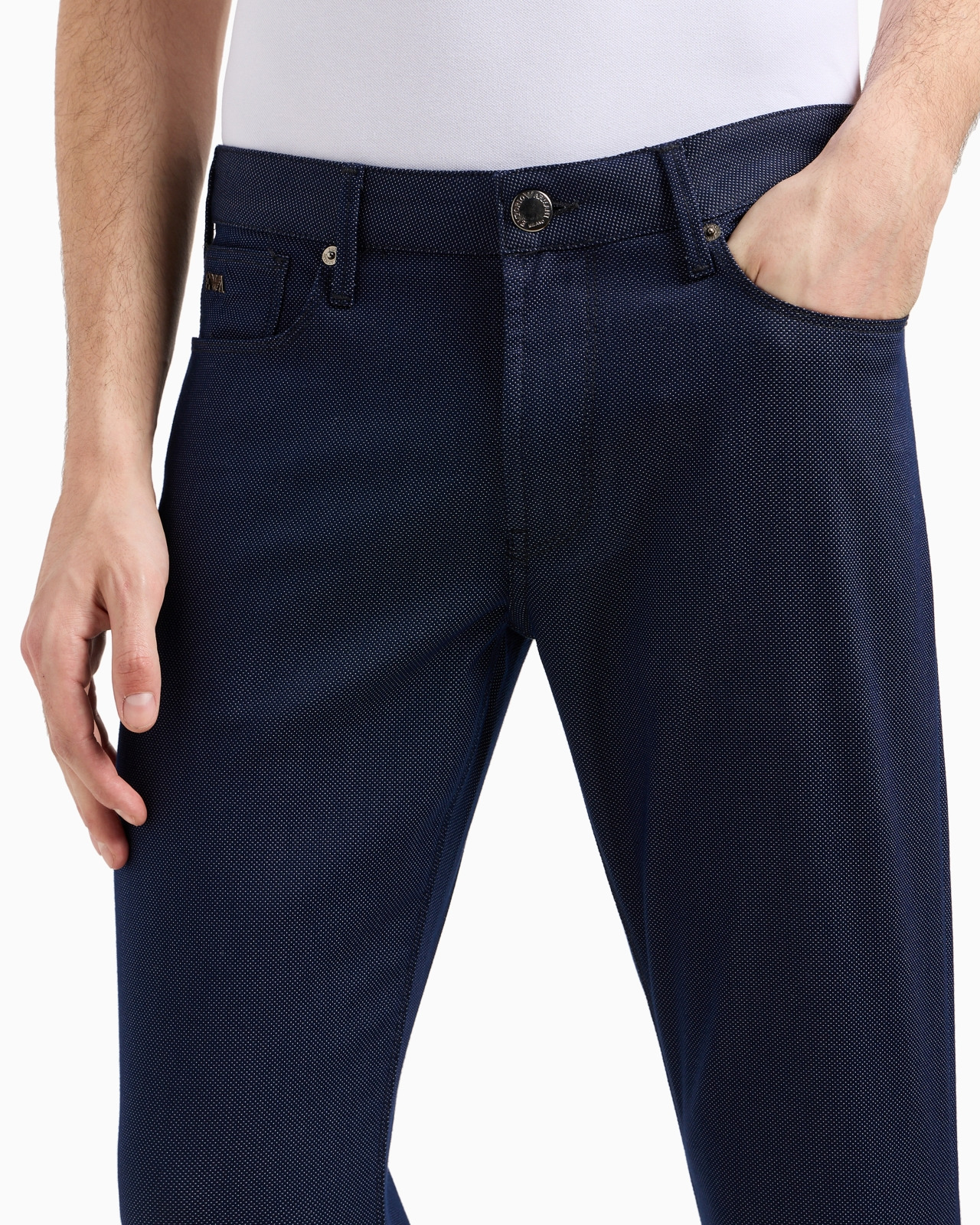 J06 Slim-fit, cotton-blend trousers with micro-armure polka dots - 5