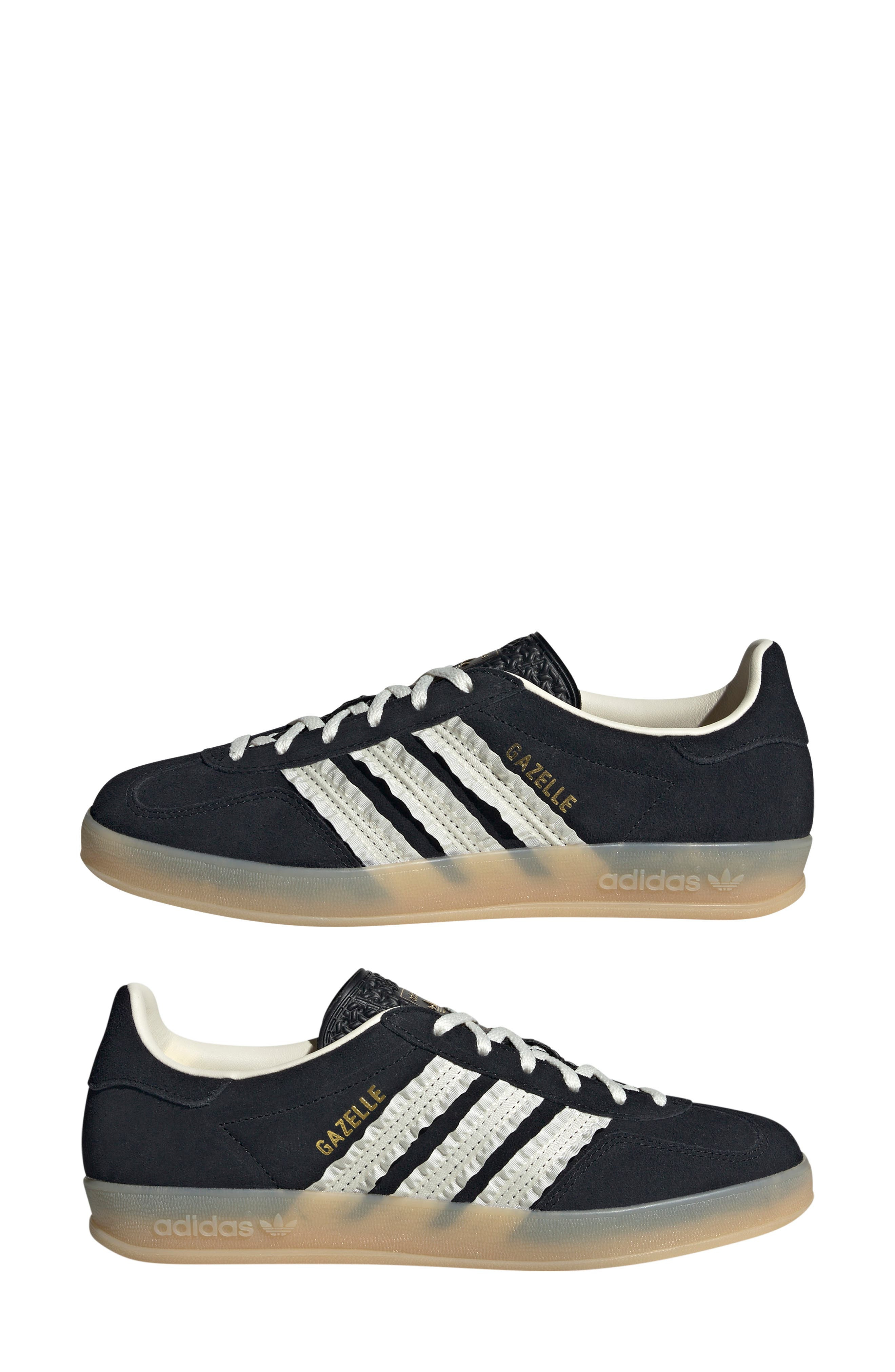adidas Gazelle Indoor Sneaker in Black/Cream White/Gum at Nordstrom - 9