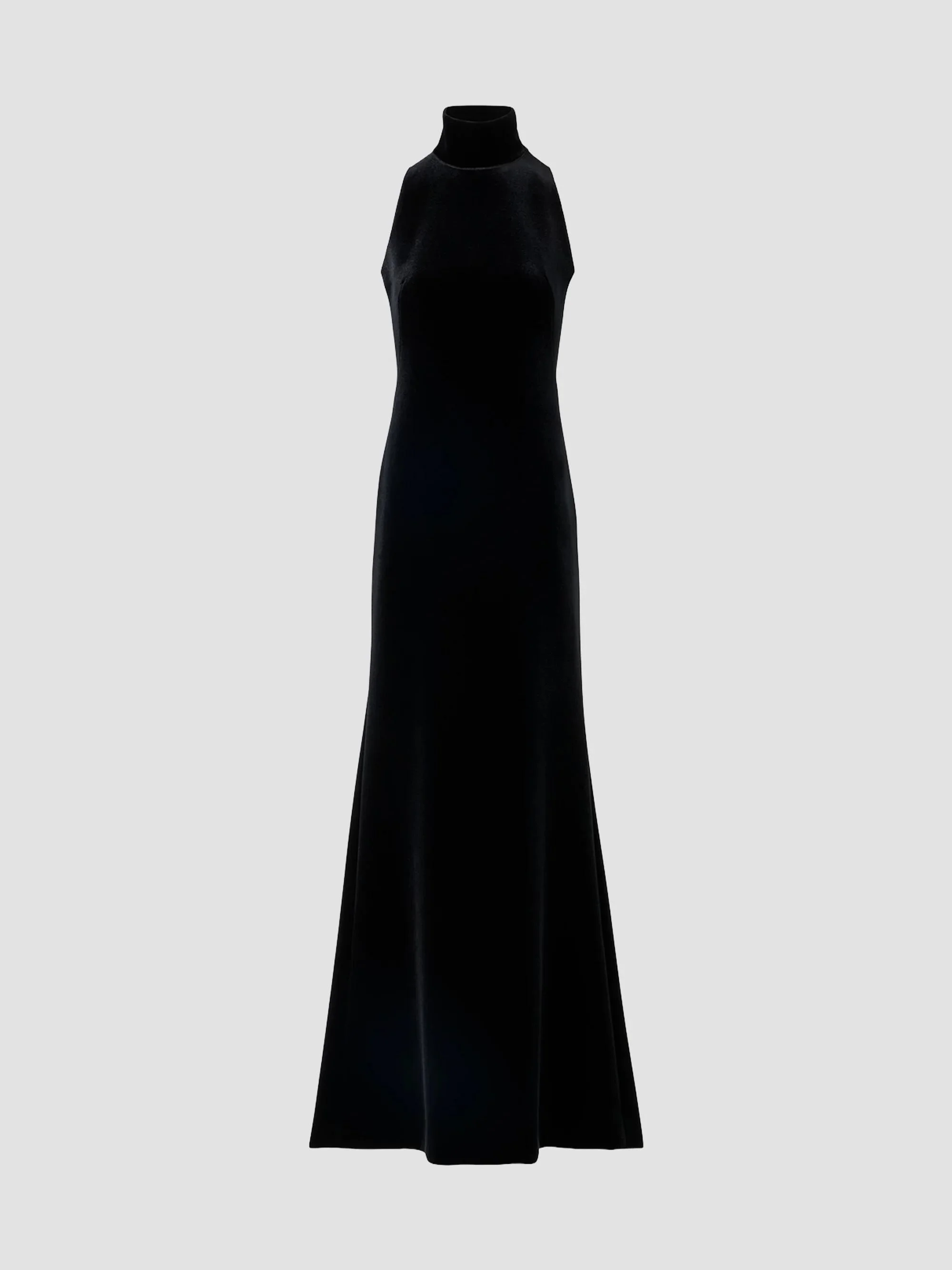 Women's Velvet Halterneck Gown - Black - 1