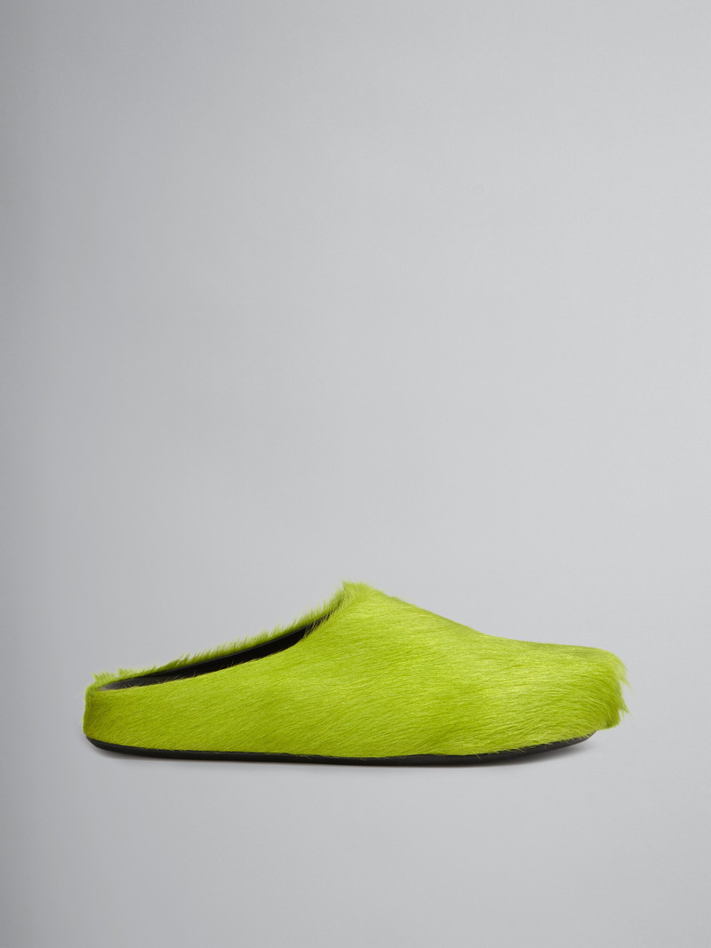 GREEN LONG HAIR CALFSKIN FUSSBETT SABOT - 1