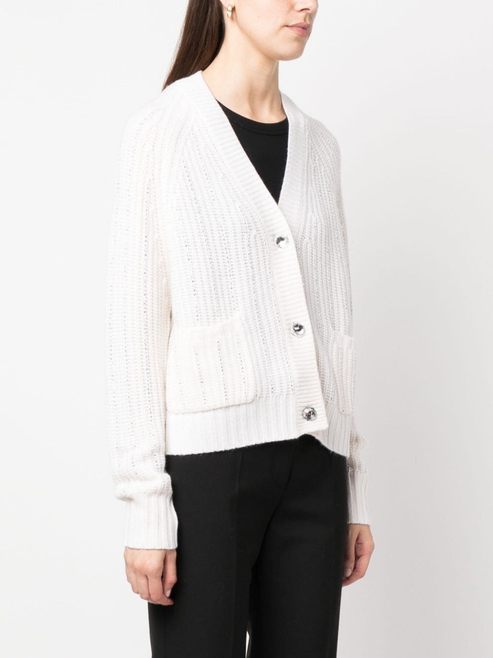 rhinestone-embellished wool-blend cardigan - 3