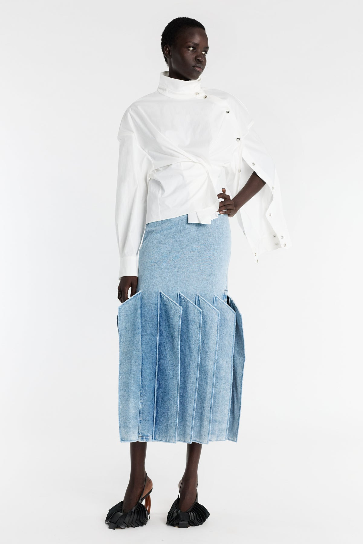 ASYMMETRIC COLLAR SHIRT WHITE - 3
