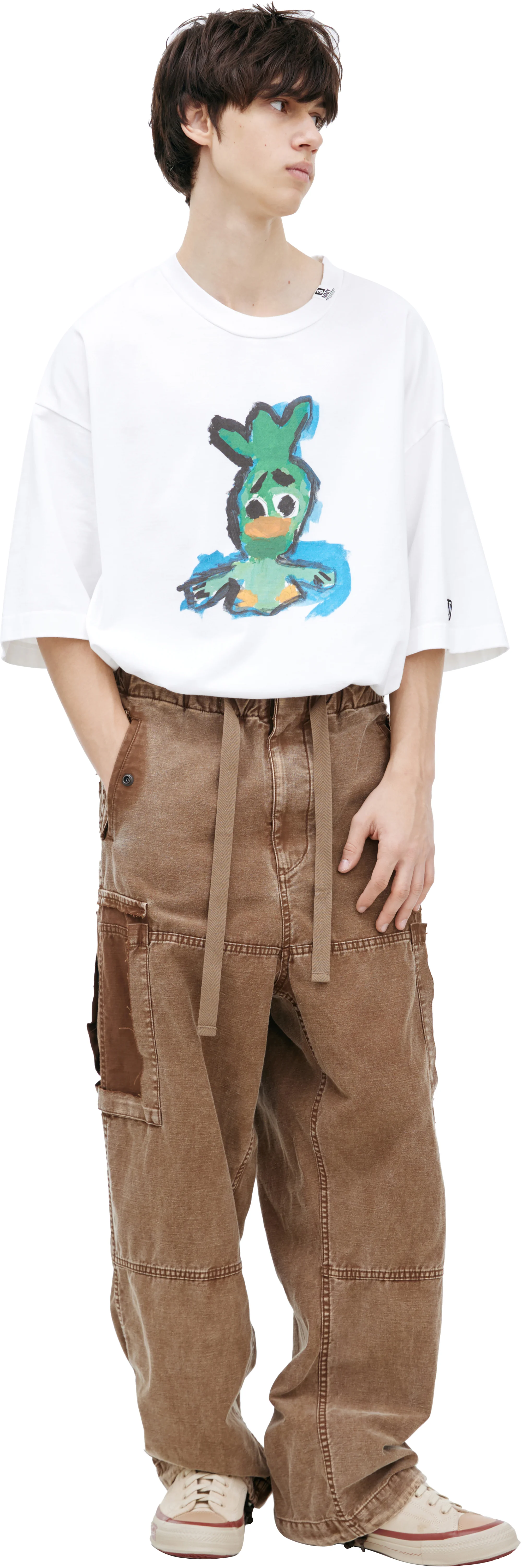 CARGO TROUSERS WITH A RIPPED POCKET - 1