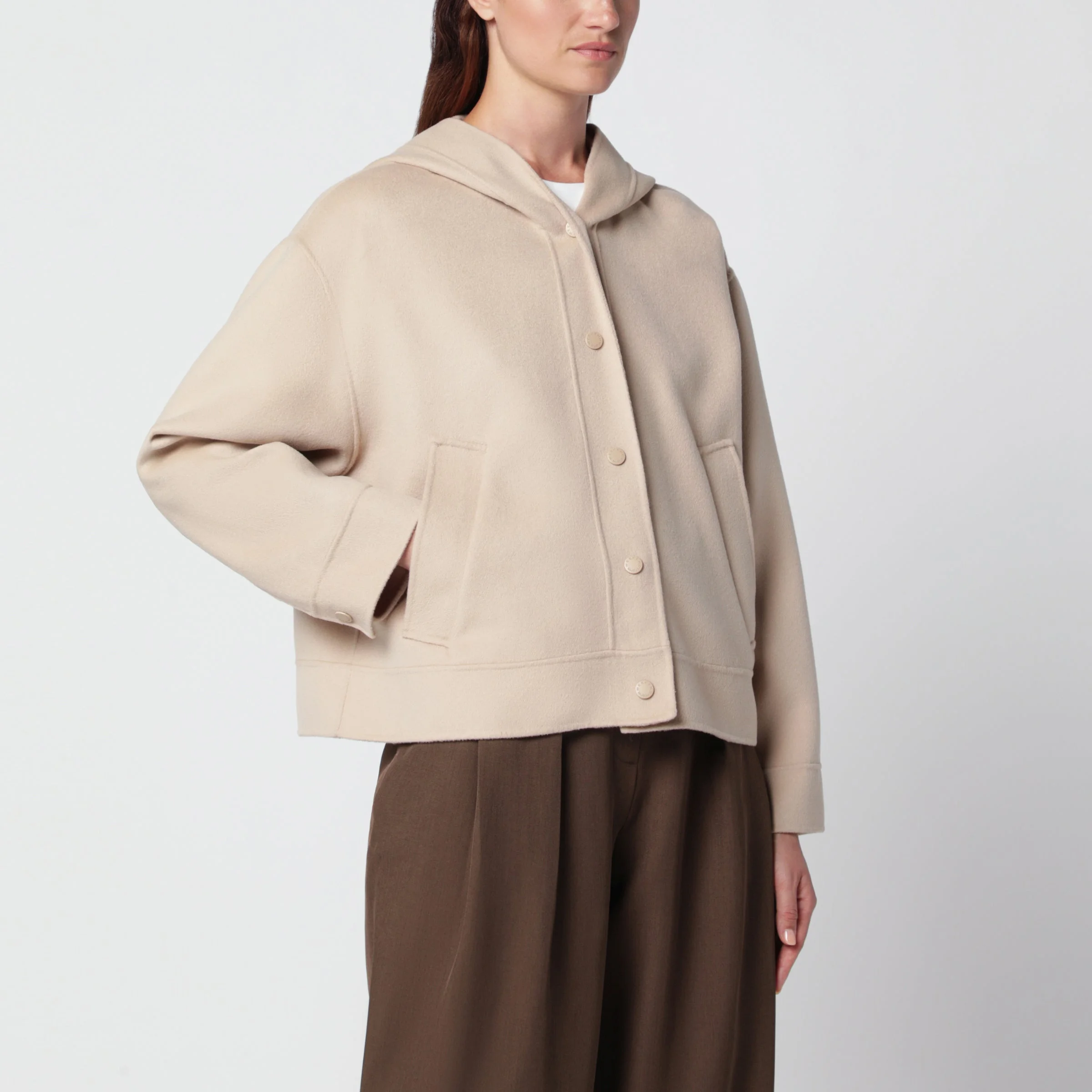 Almond wool hooded jacket - 1