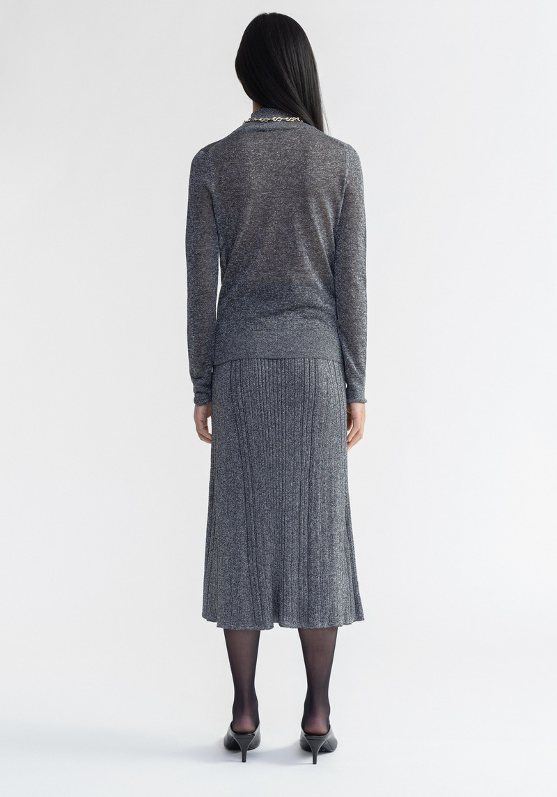 MOSSY Sparkly ribbed midi skirt 5