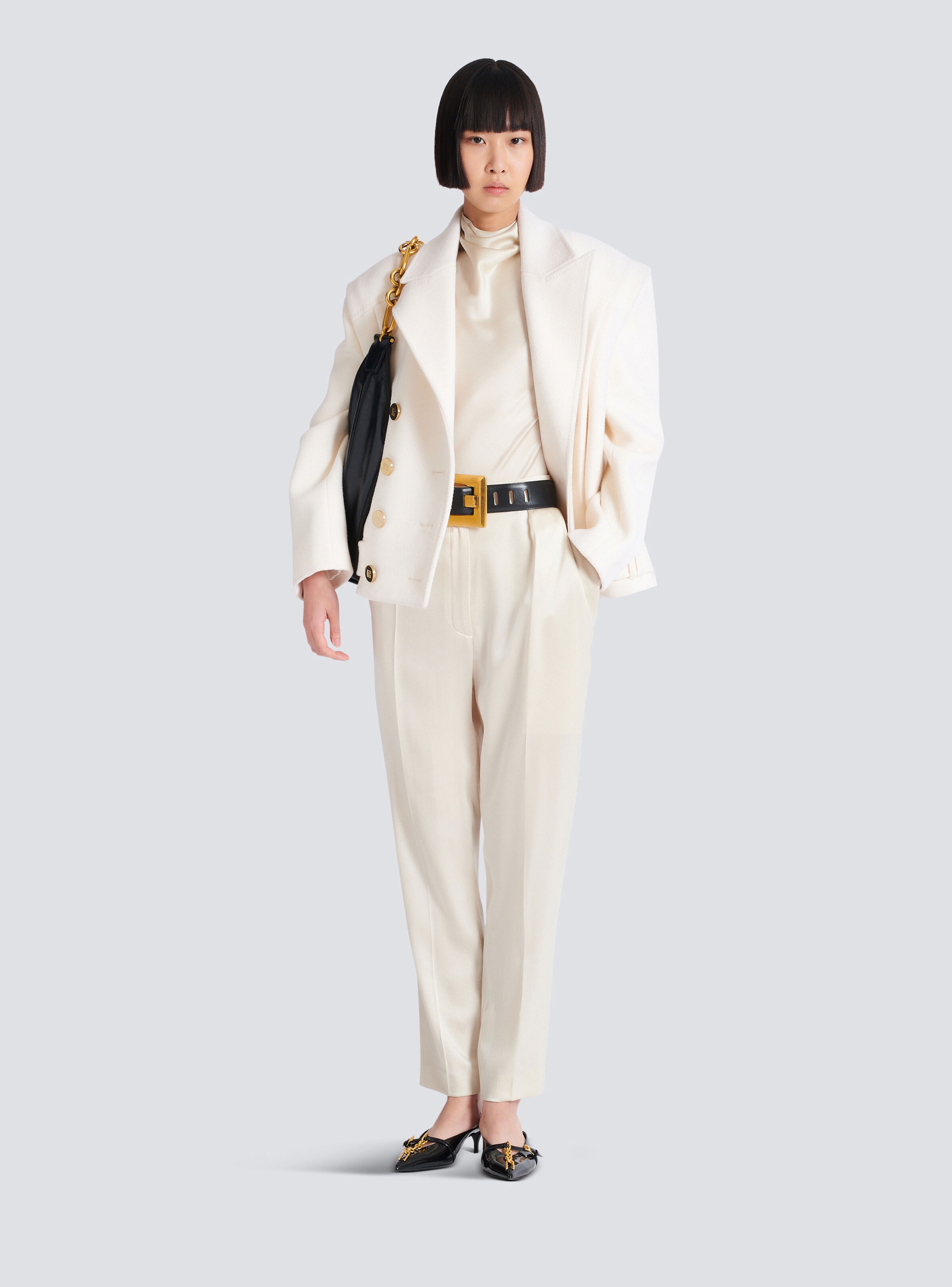 High-waisted silk trousers - 2