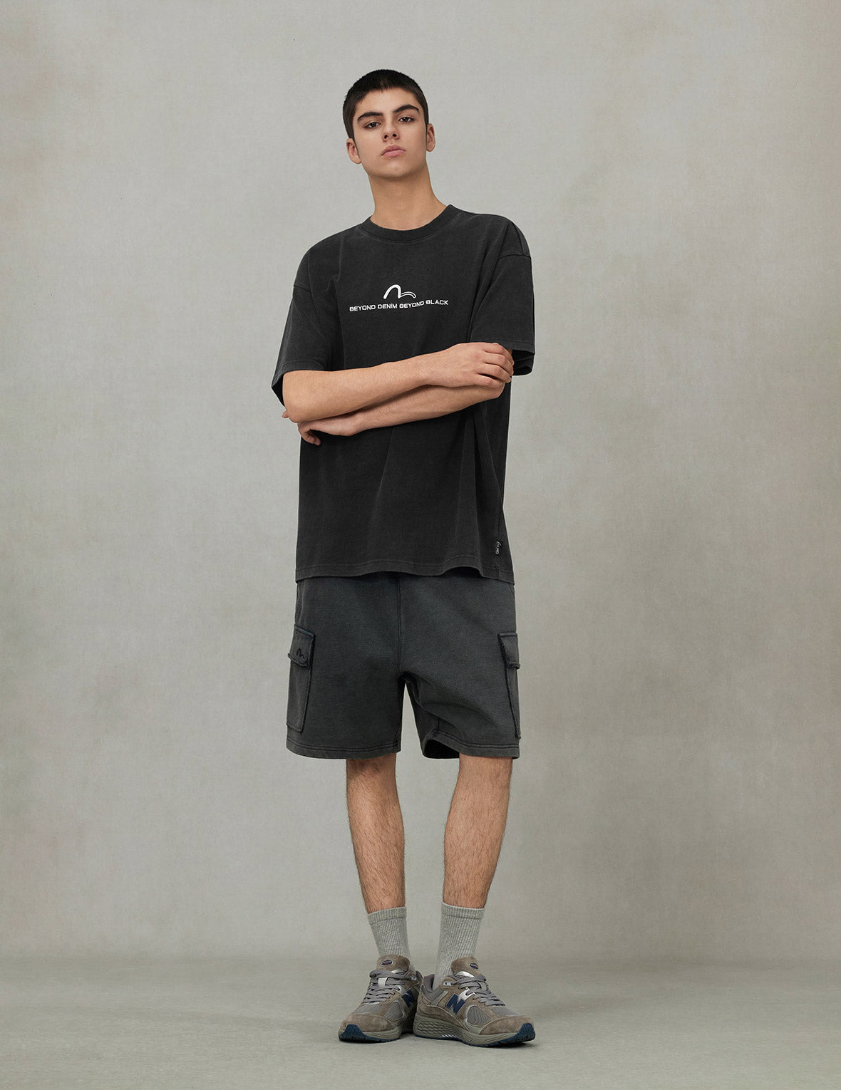 EVISUKURO Embroidery Washed Relax Fit T-shirt - 5