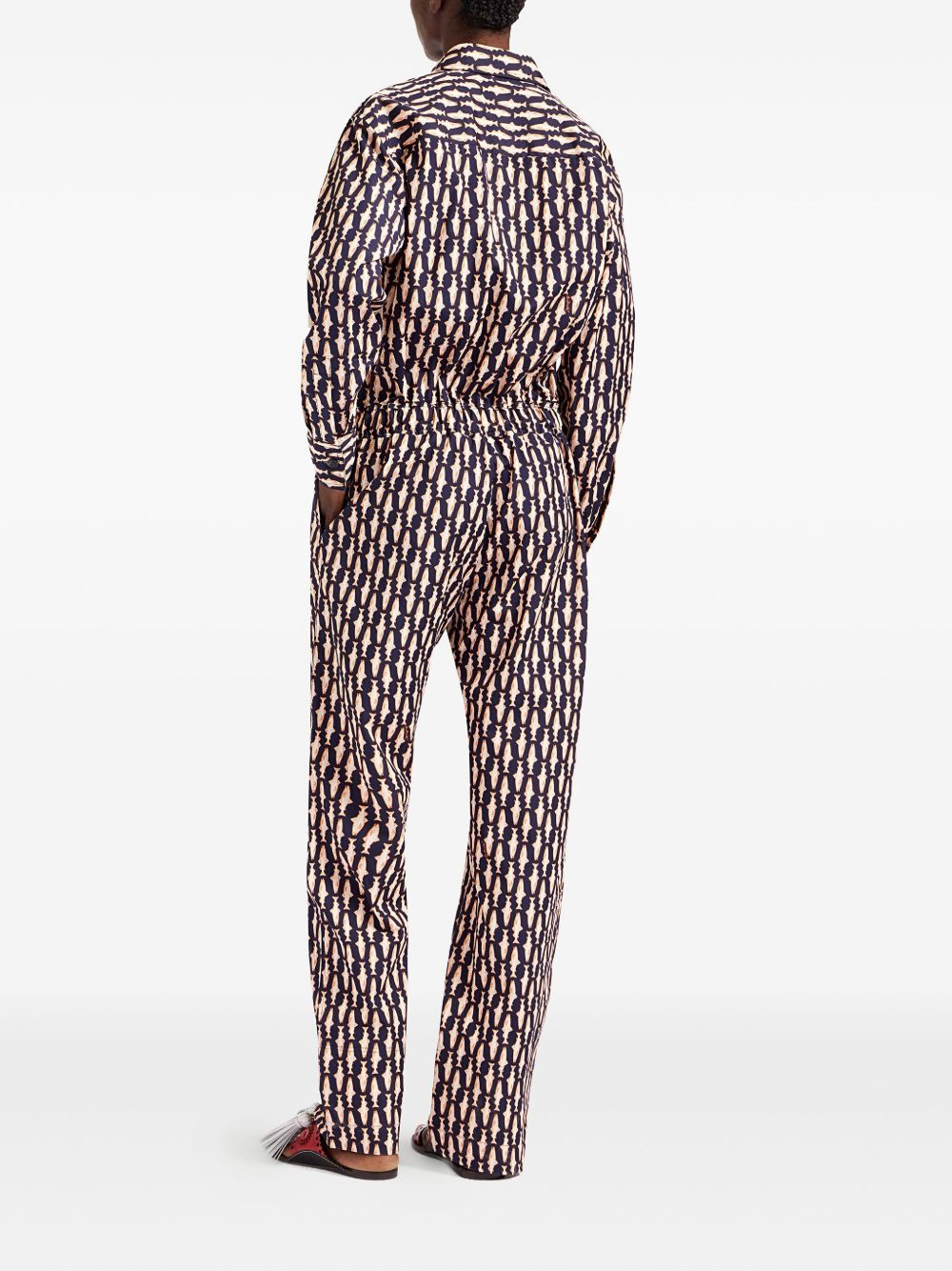 Aviator fish-print collared jumpsuit - 3