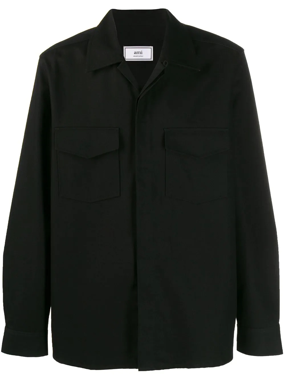 open collar button-up shirt - 1