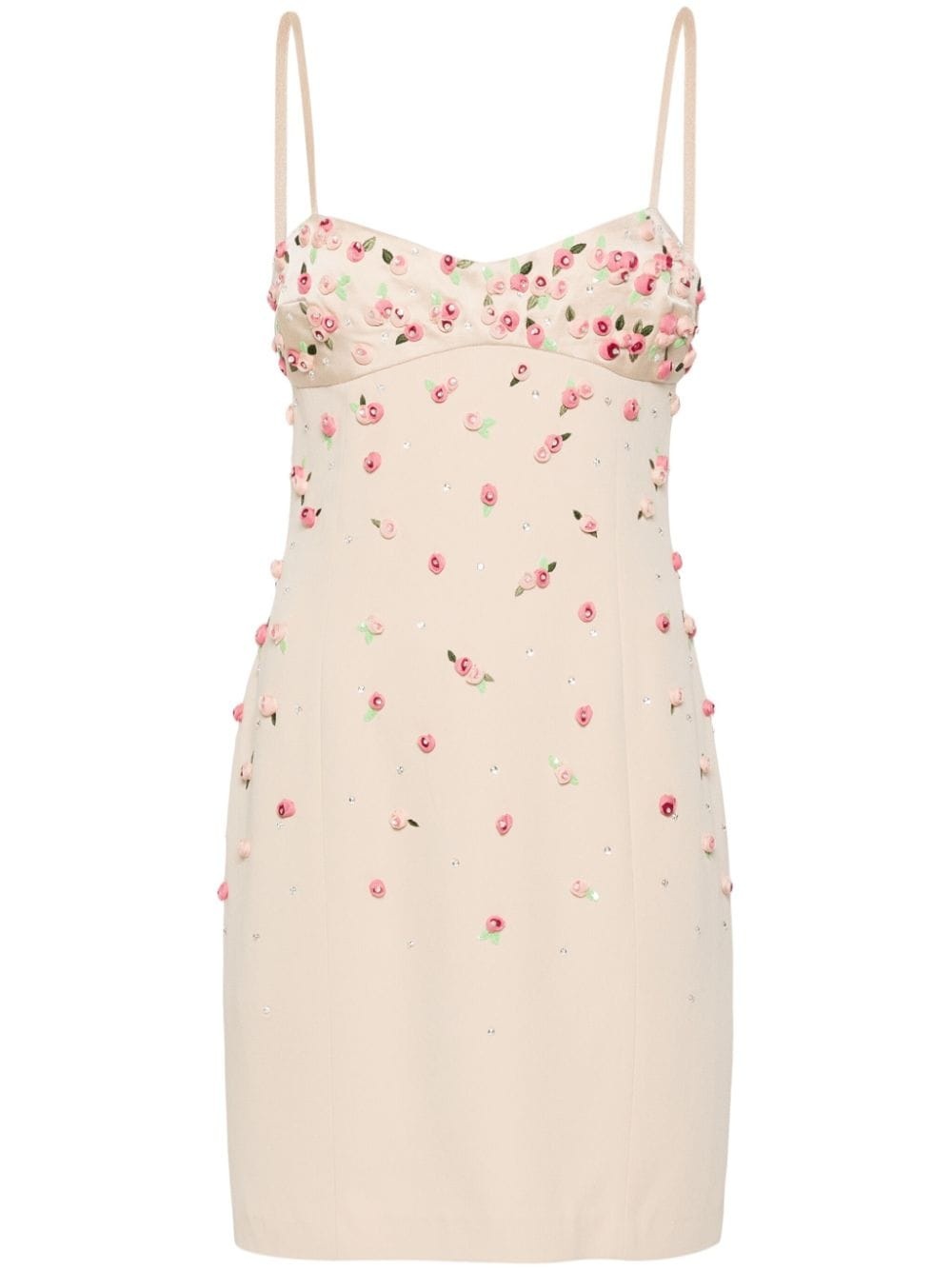 floral-appliqué mini dress - 1