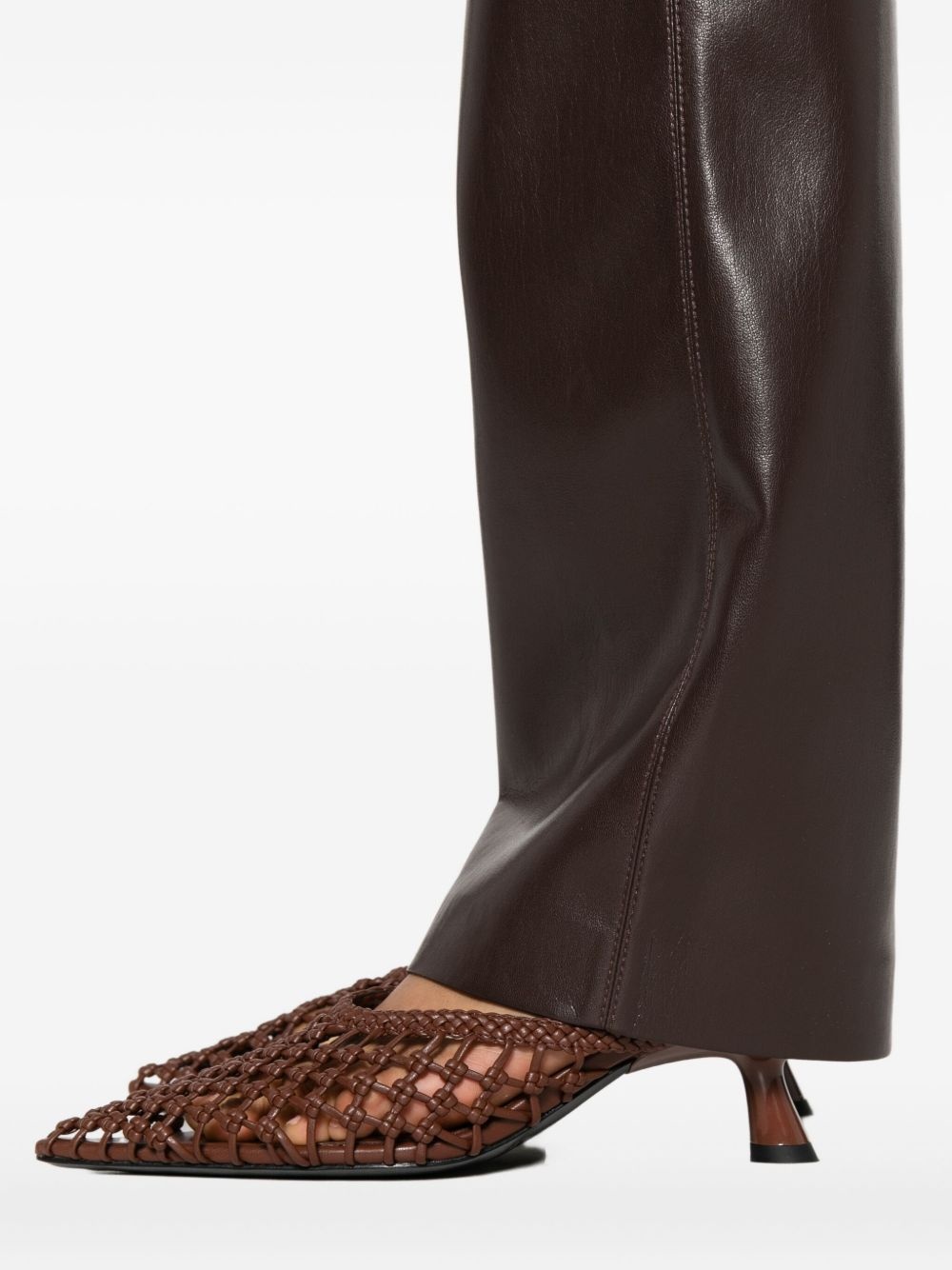 five-pocket leather trousers - 5