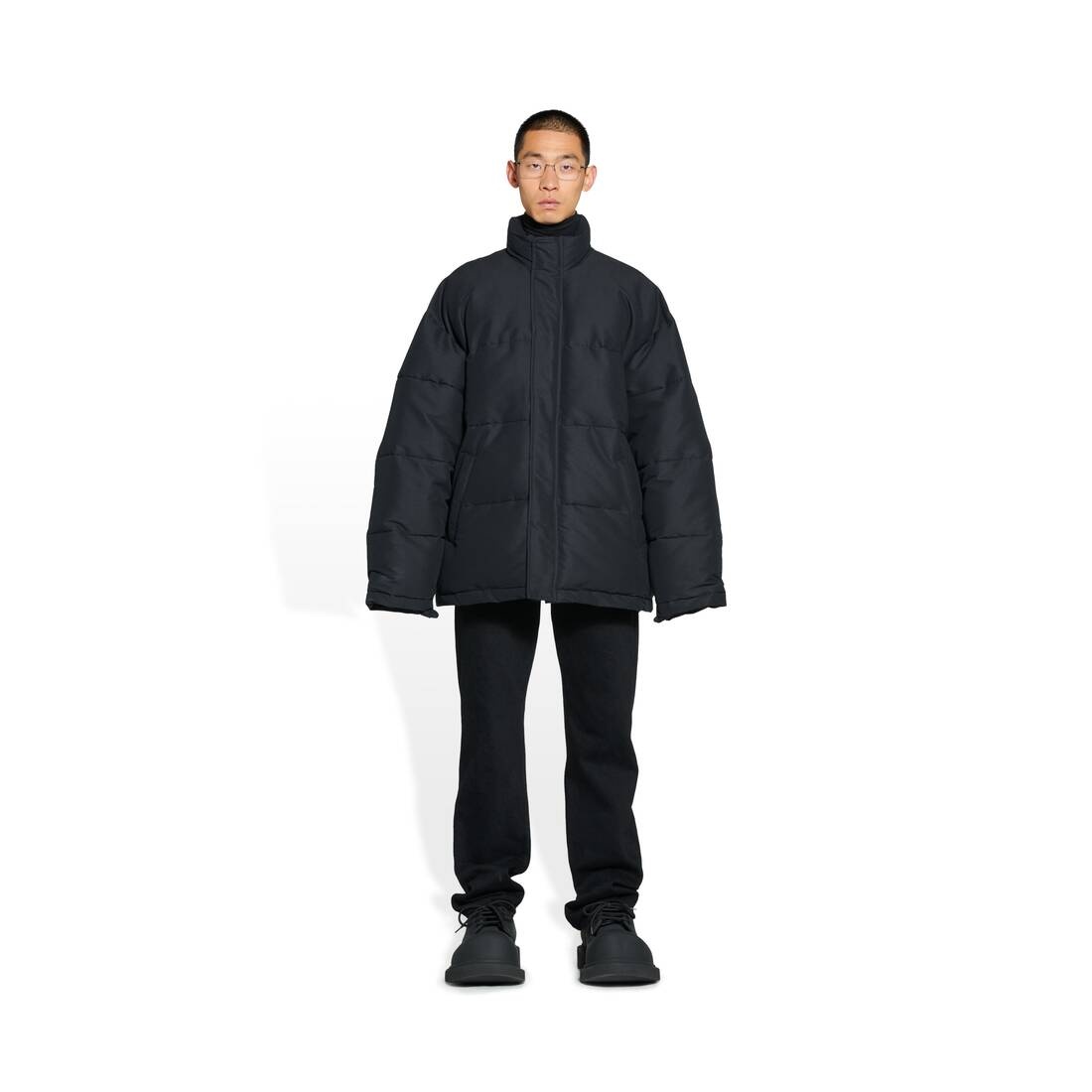 Men's Boxy Puffer Jacket in Black - 1