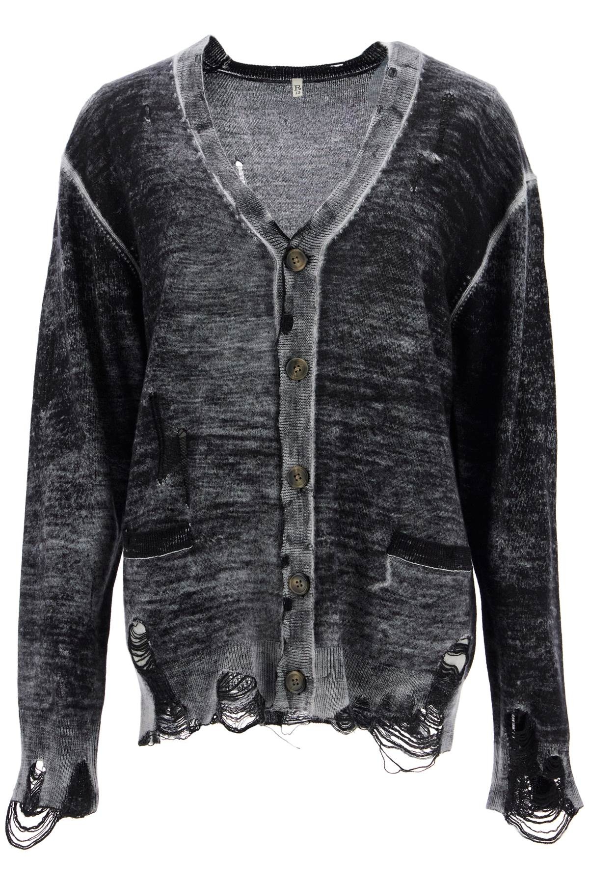 DISTRESSED DETAIL CARDIGAN WITH - 1