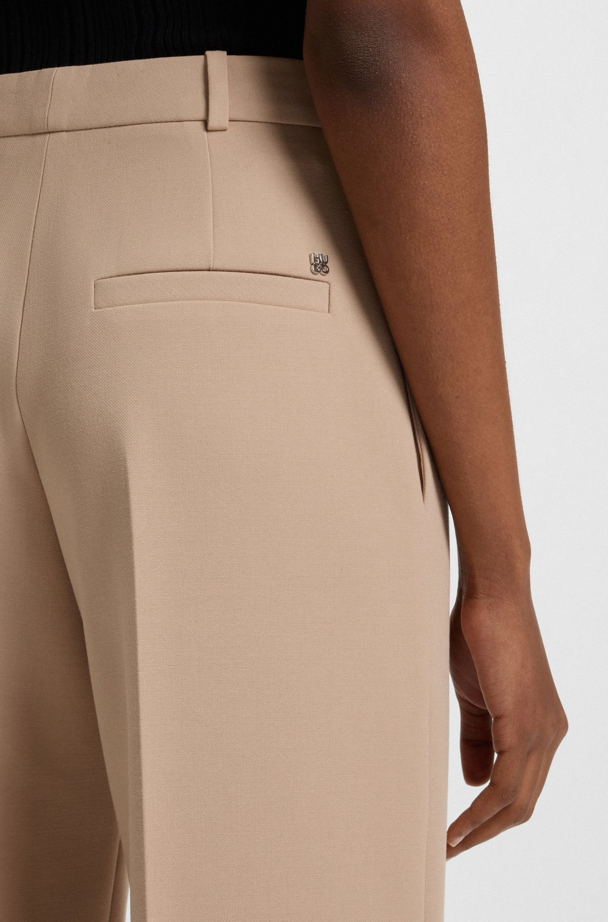 REGULAR-FIT PANTS WITH WIDE LEG IN STRETCH FABRIC - 5