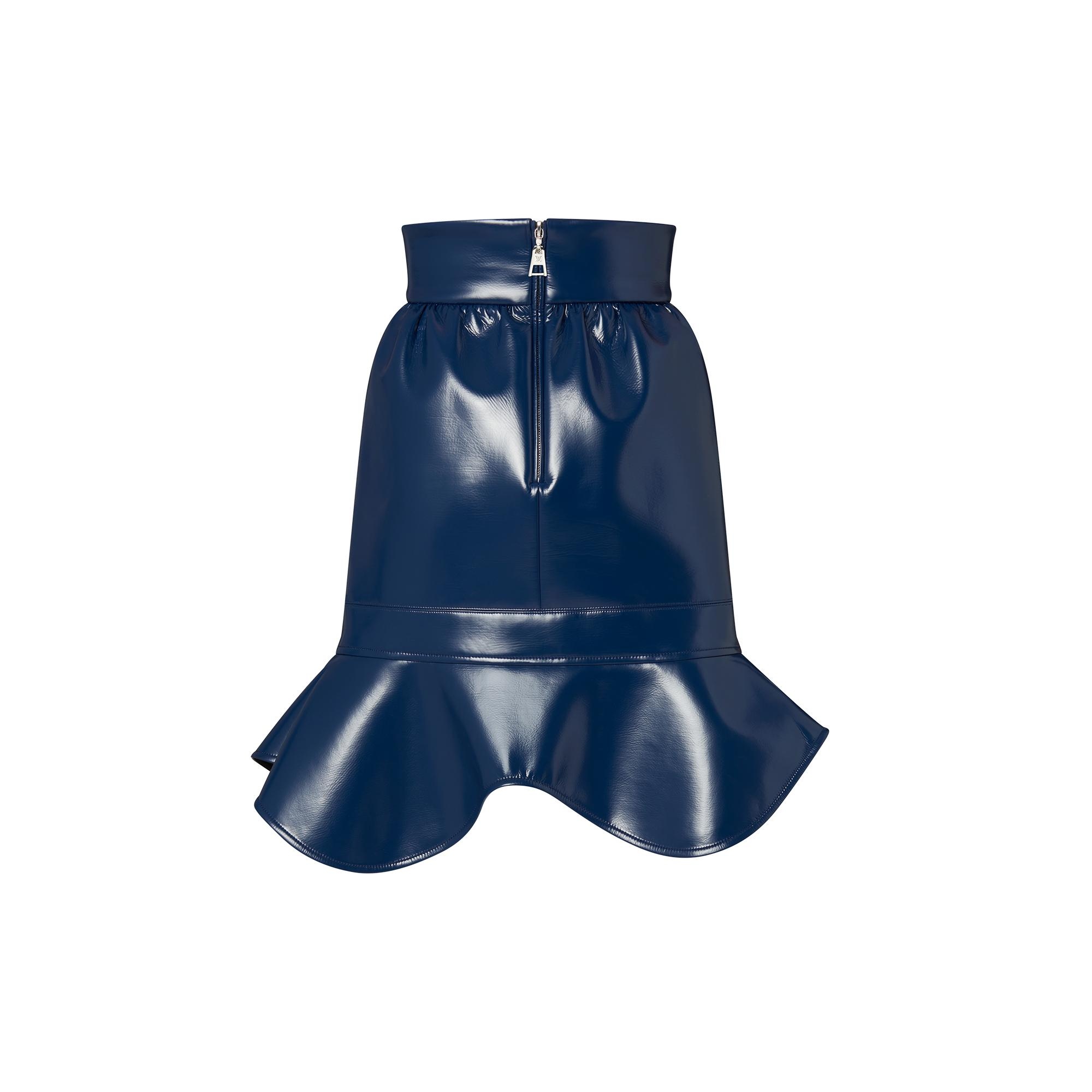 Flounce Hem Glossy Skirt - 3