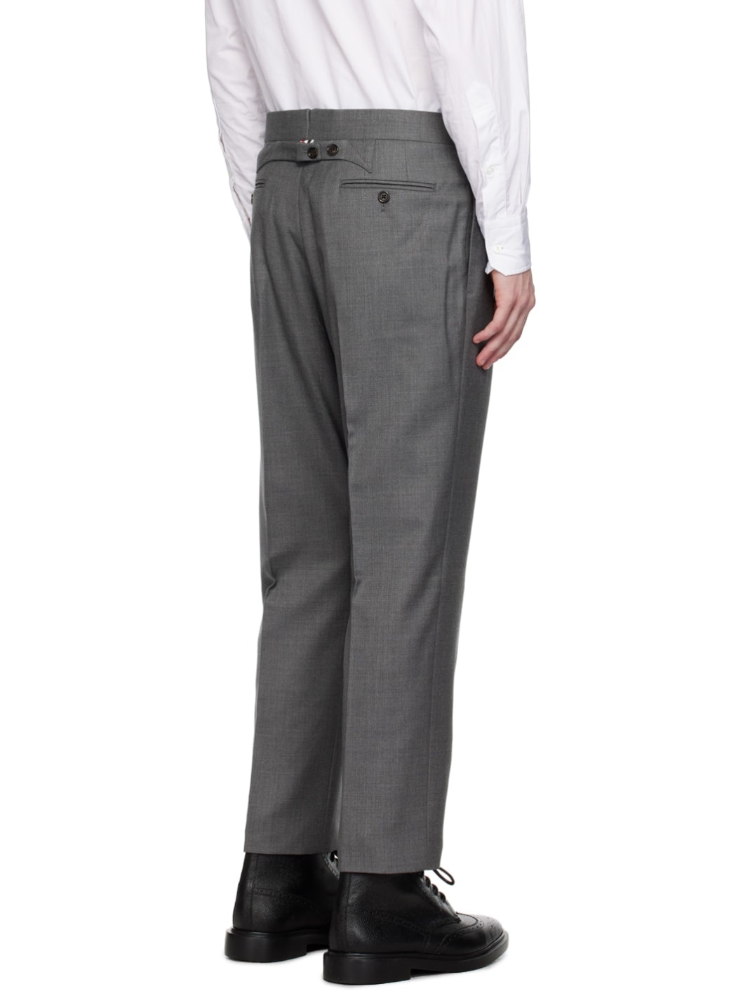 Gray Super 120s Backstrap Trousers - 3