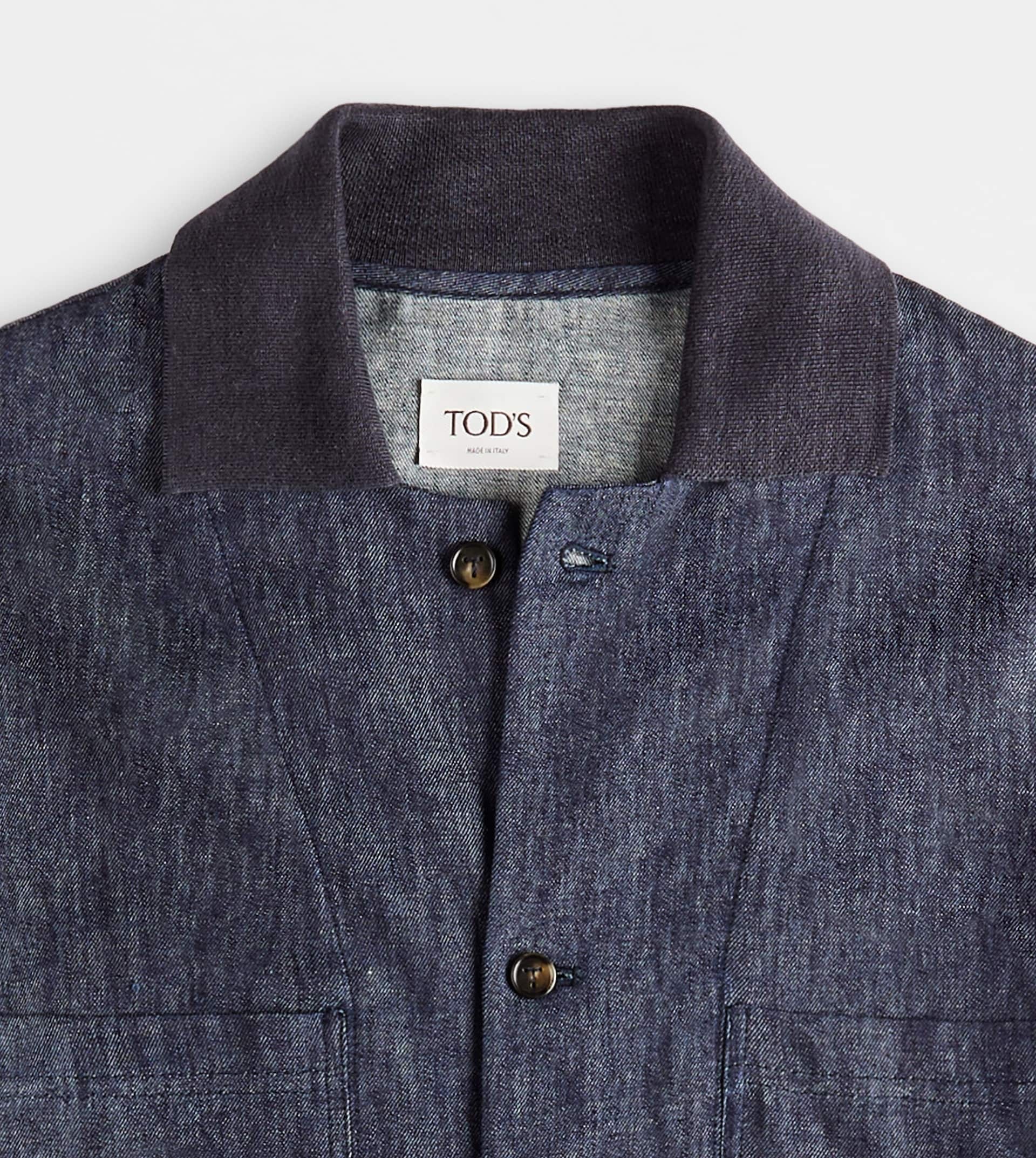 LINEN BLEND OVERSHIRT - BLUE - 2