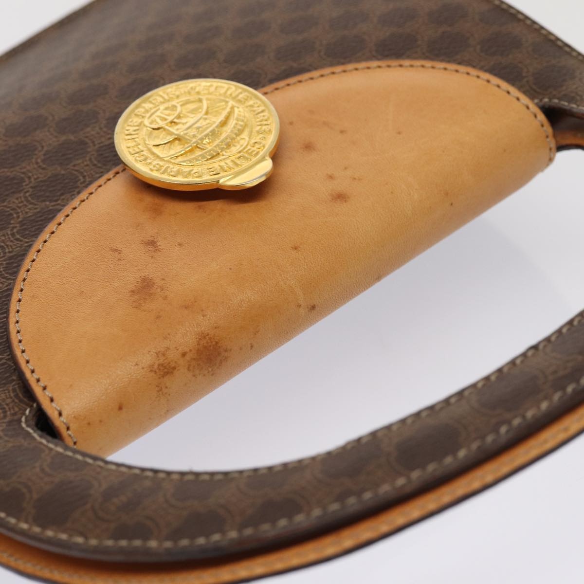 CELINE Macadam Canvas Hand Bag Pvc Leather Brown - 6