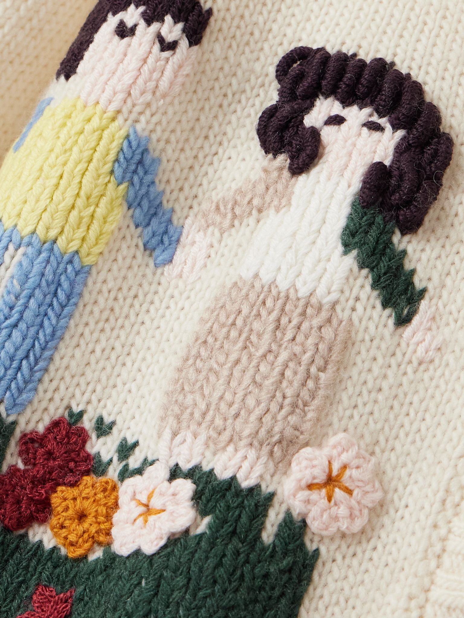 Wendie embroidered intarsia wool-blend cardigan Multi - 4