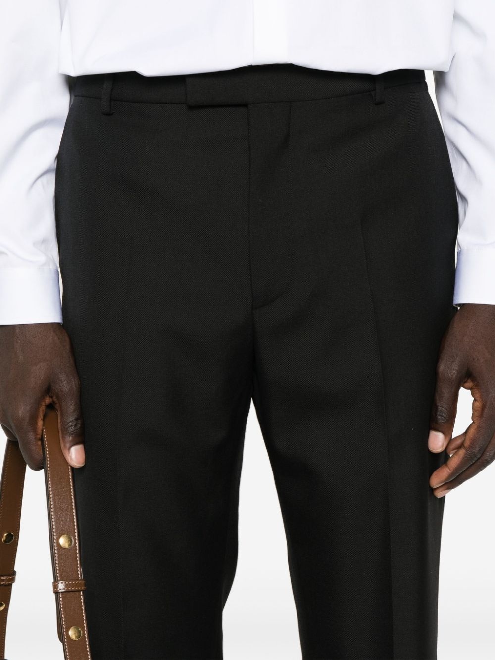 logo-embroidered twill tailored trousers - 5