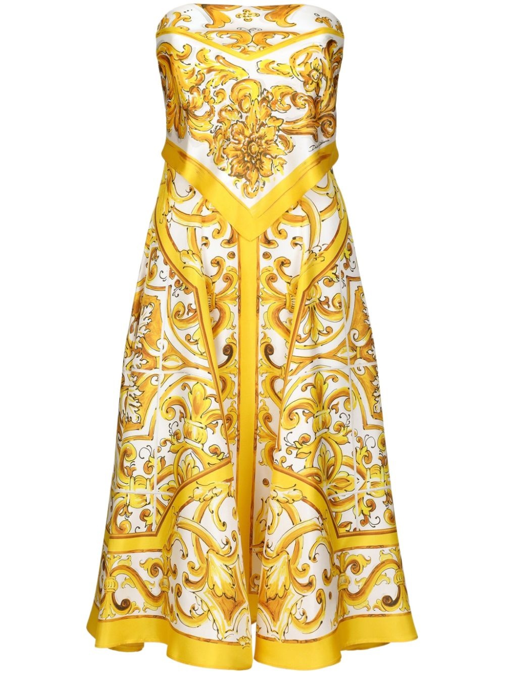 Majolica-print silk midi dress - 1