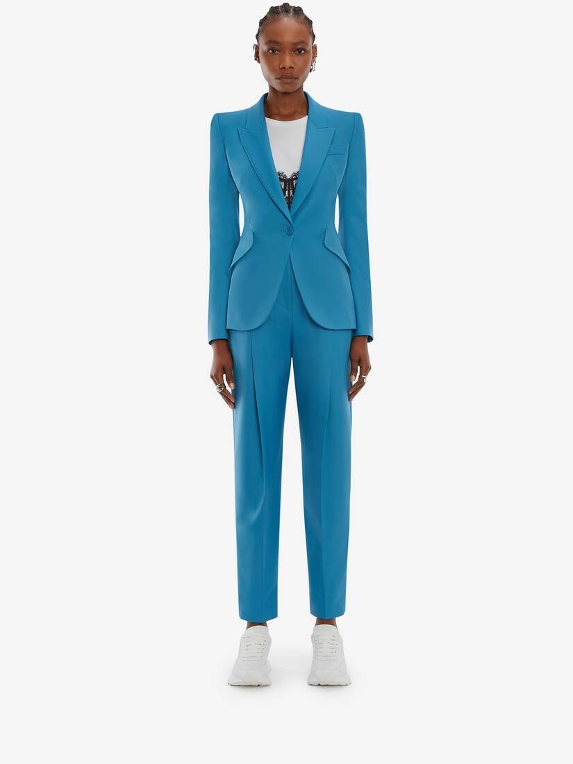 Wool Peg Trouser in Cerulean - 2