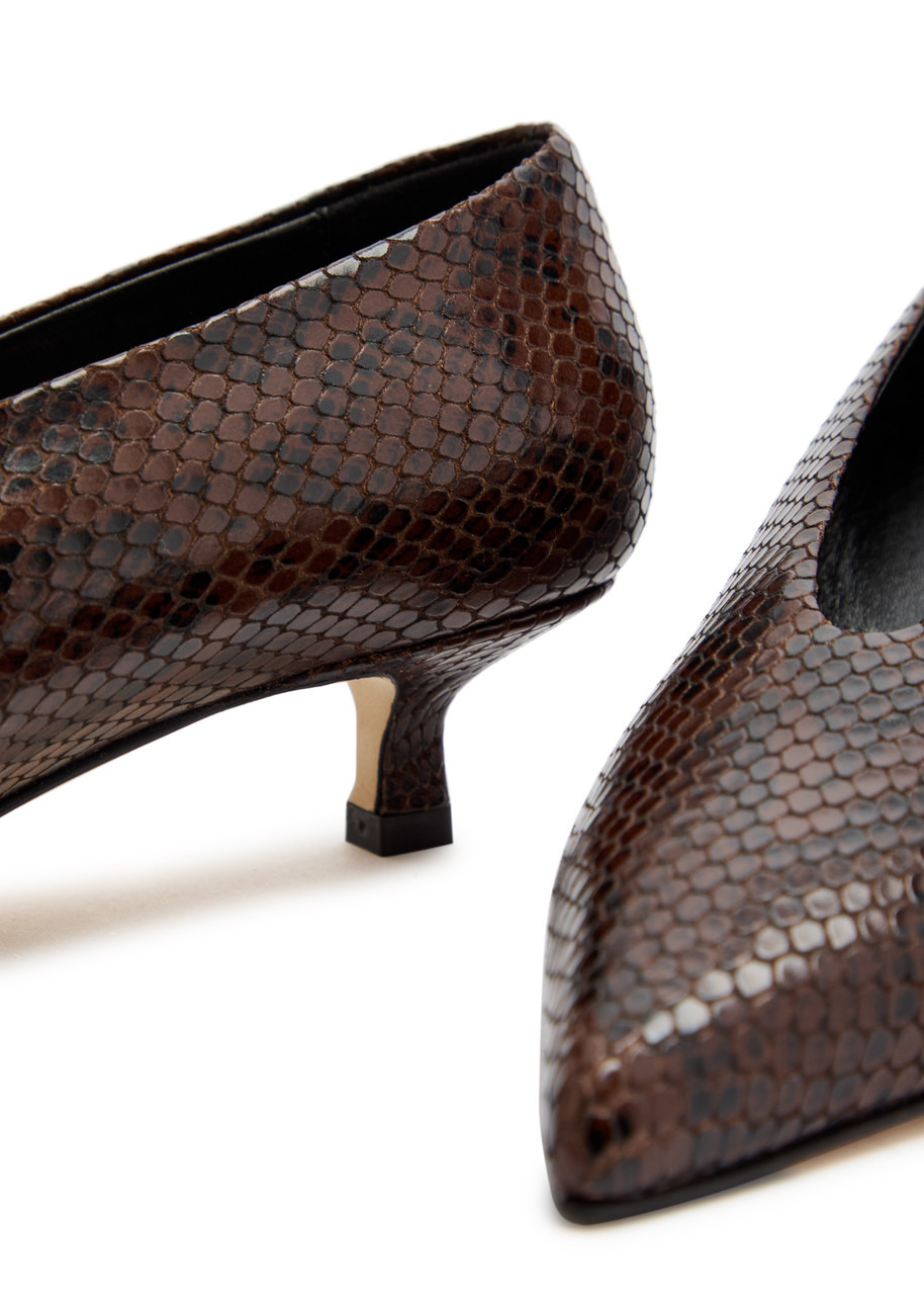 Aeyde Clara 35 Python-effect Leather Pumps - 4