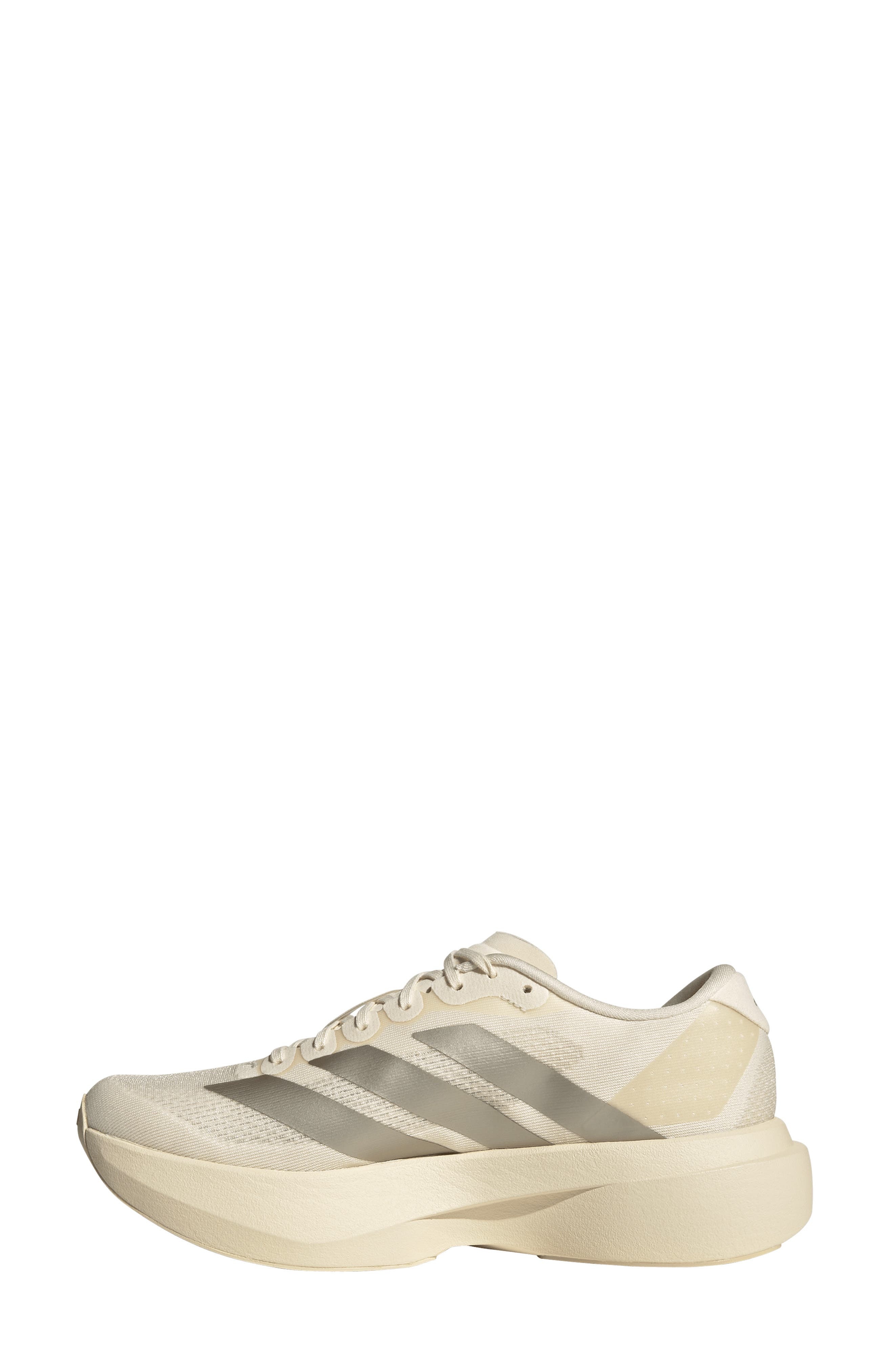 adidas Adizero Evo SL Running Shoe in White/Cyber Metallic/Vanilla at Nordstrom - 6