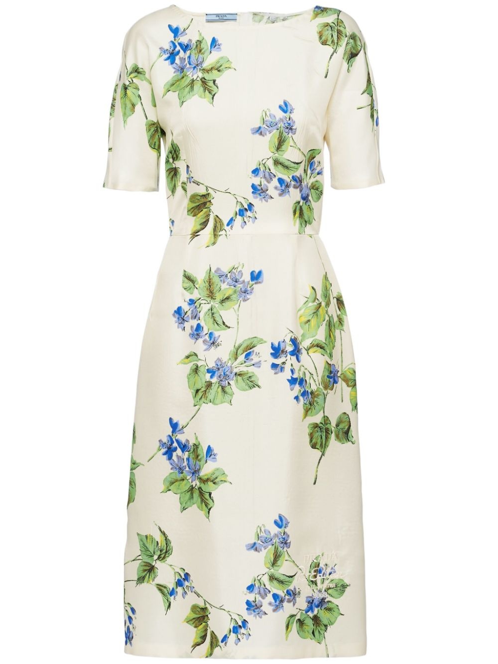 floral-print twill dress - 1