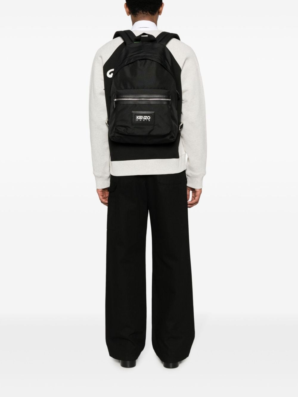 logo-patch canvas backpack - 2