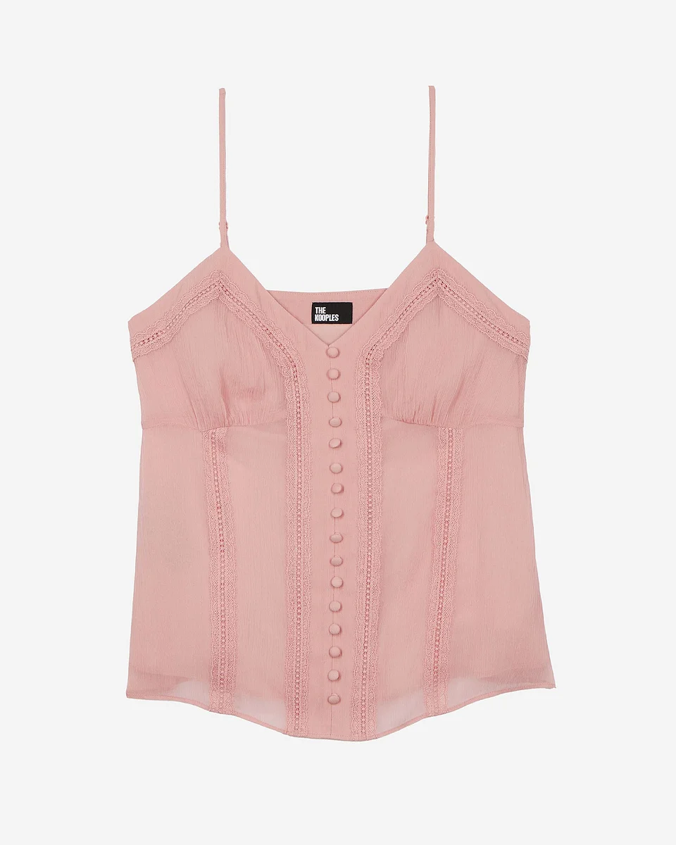 CAMISOLE WITH PINK LACE DETAILS - 1