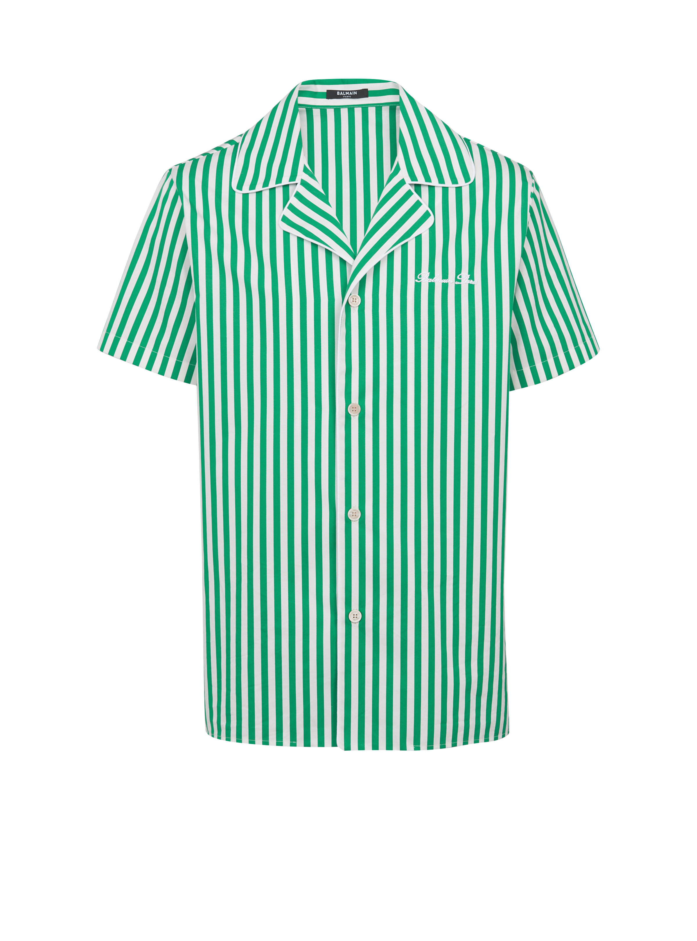 Short-sleeved striped cotton pyjama shirt - 1