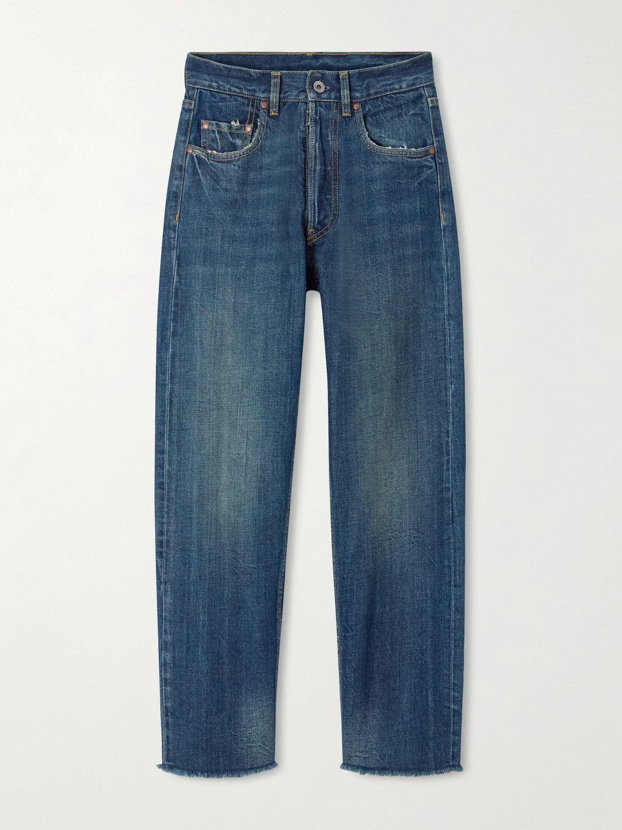 Frayed Distressed Straight-leg Jeans - 1