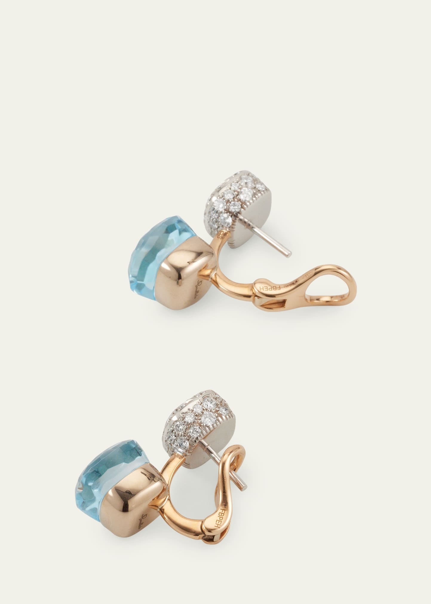 Nudo 18K Rose Gold Blue Topaz and Diamond Double Drop Earrings - 4