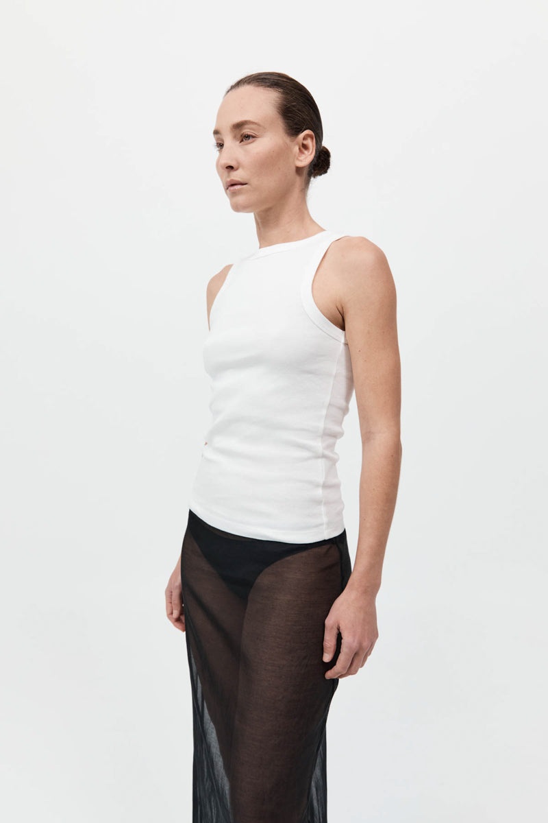 Sheer Leather Trim Skirt - Black - 4