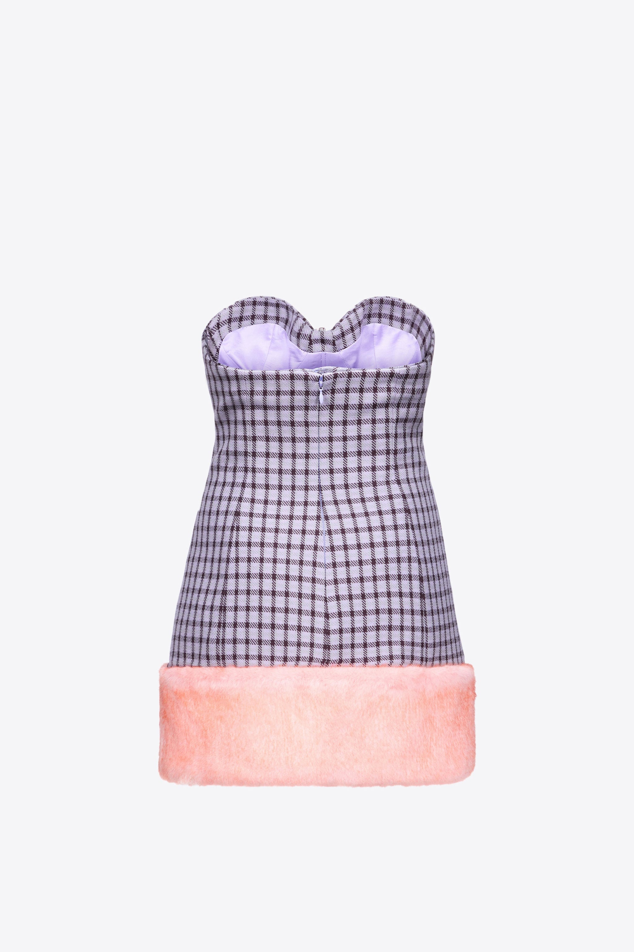 FAUX FUR TRIM STRAPLESS MINI DRESS - 2