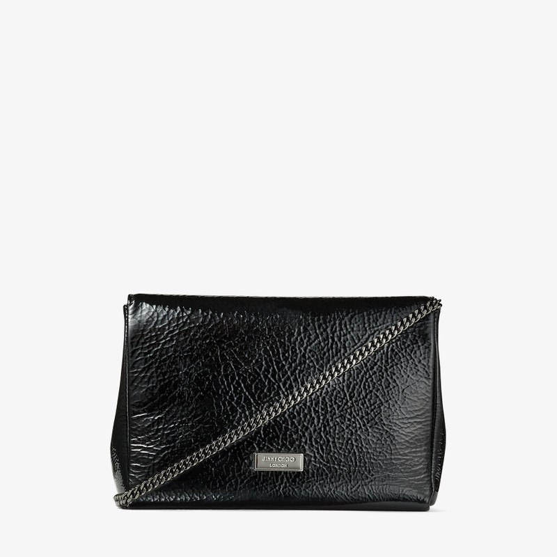 Soft Madeline
Black Patent Textured Leather Mini Bag with Crystal Buckle 6