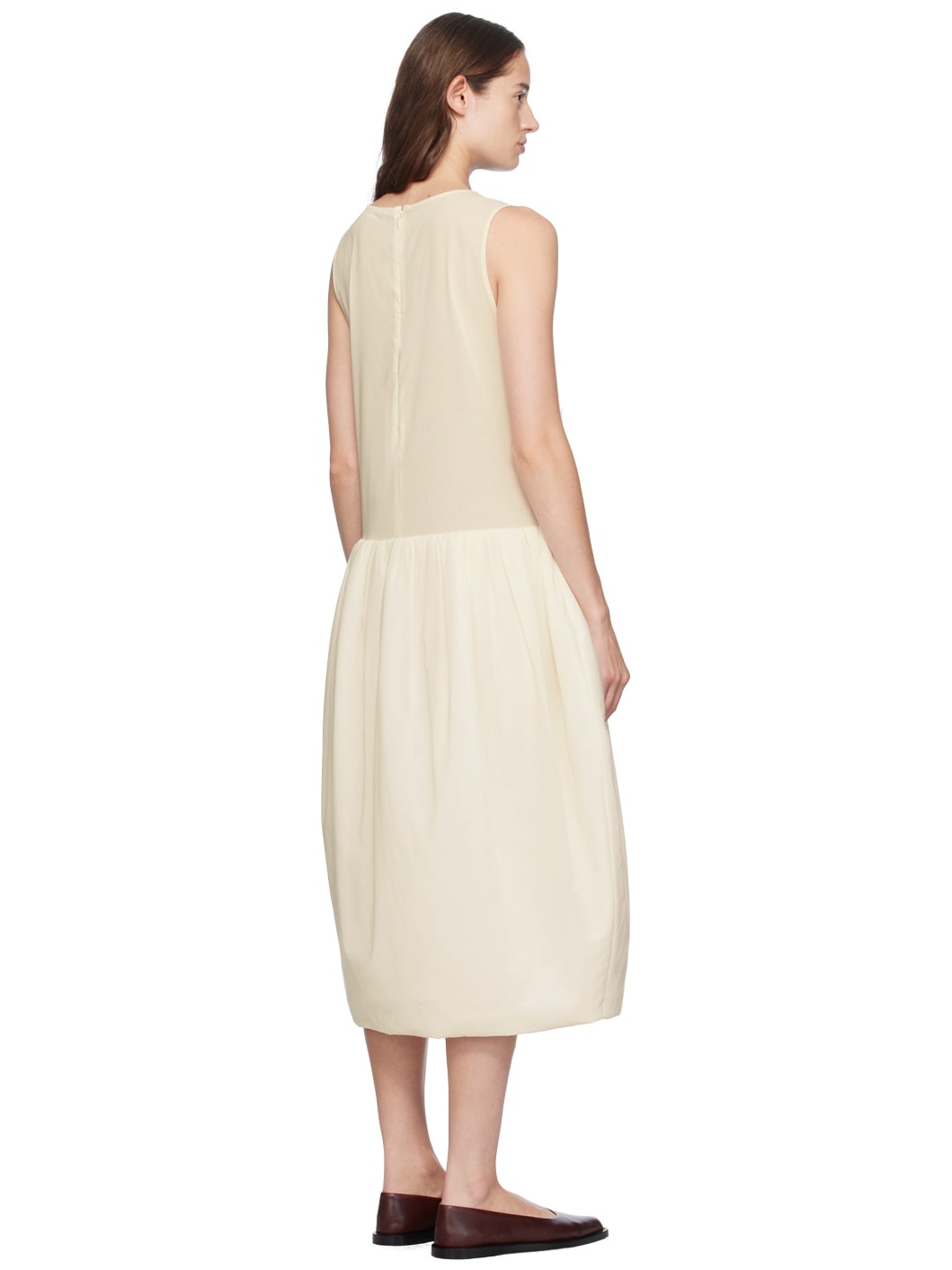 Off-White Sheer Padded Balloon Midi Dress - 3