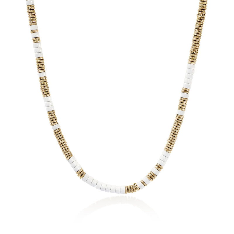 Heishi Necklace, Gold, Enamel 1