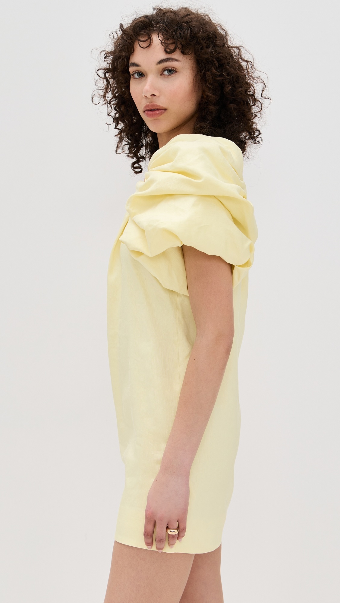 【Aje.】Cira Mini Dress AJE. Cira one-shoulder embellished draped linen-blend mini