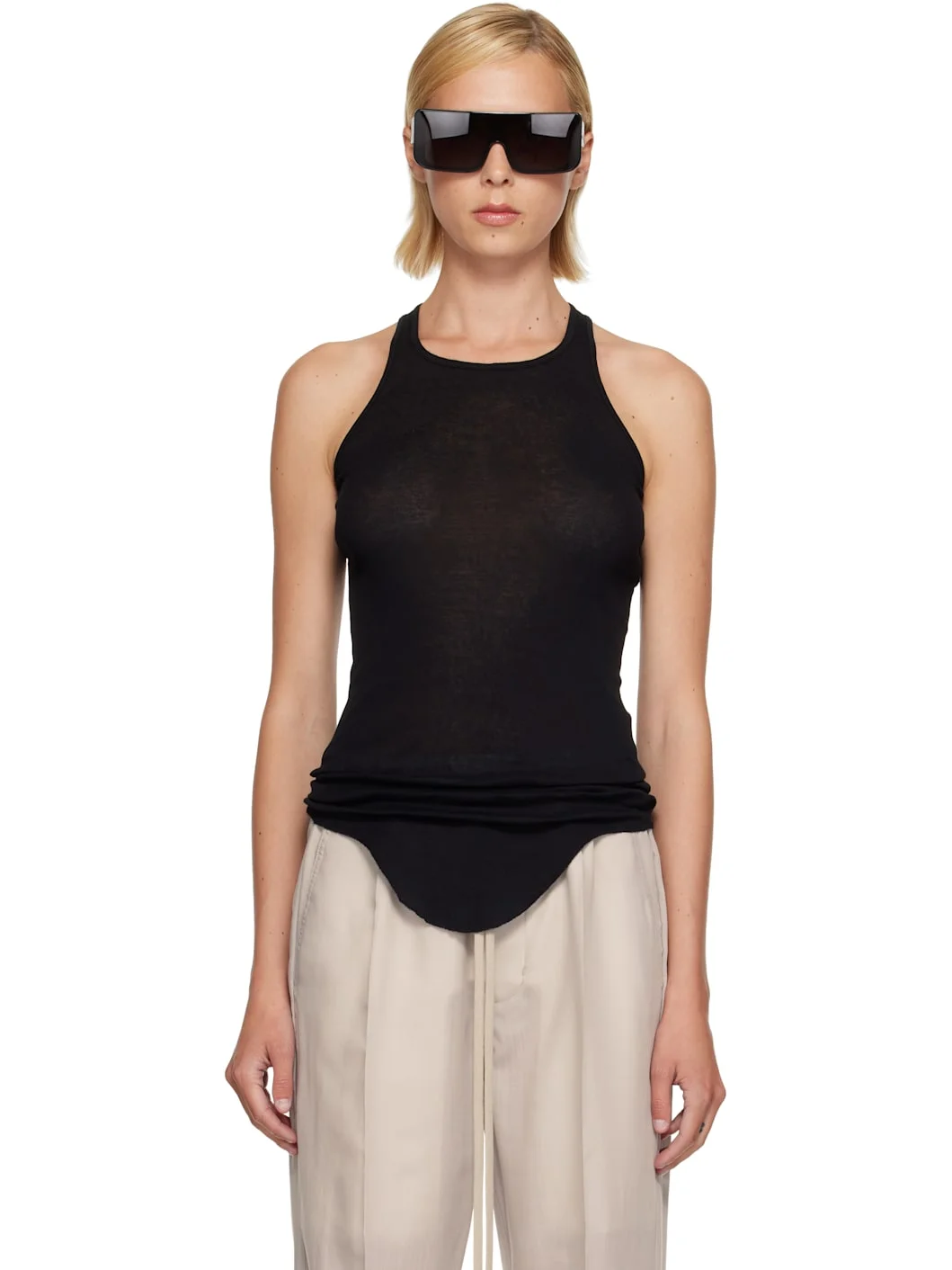 Black Tower Basic Rib Tank Top - 1