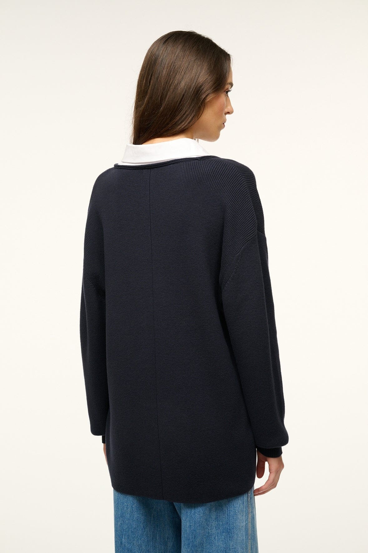 STAUD COAST SWEATER NAVY WHITE - 4