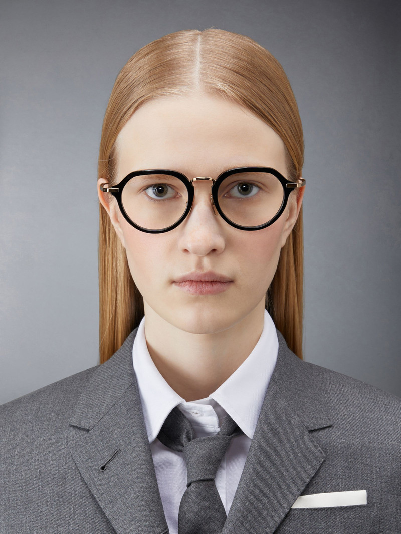 Thom Browne Acetate And Titanium Rectangular Aviator Eyeglasses outlook