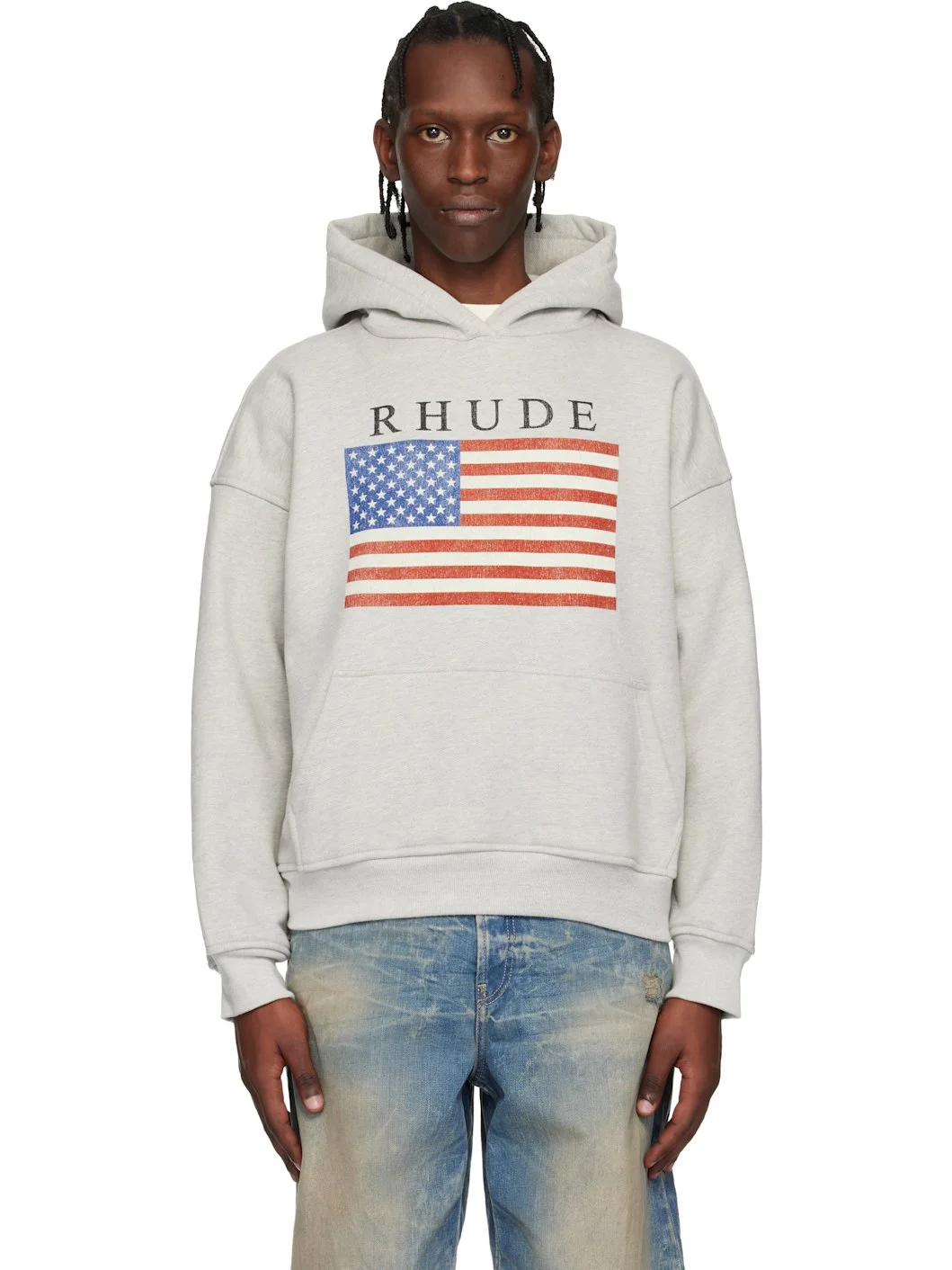 Gray USA Flag Hoodie - 1