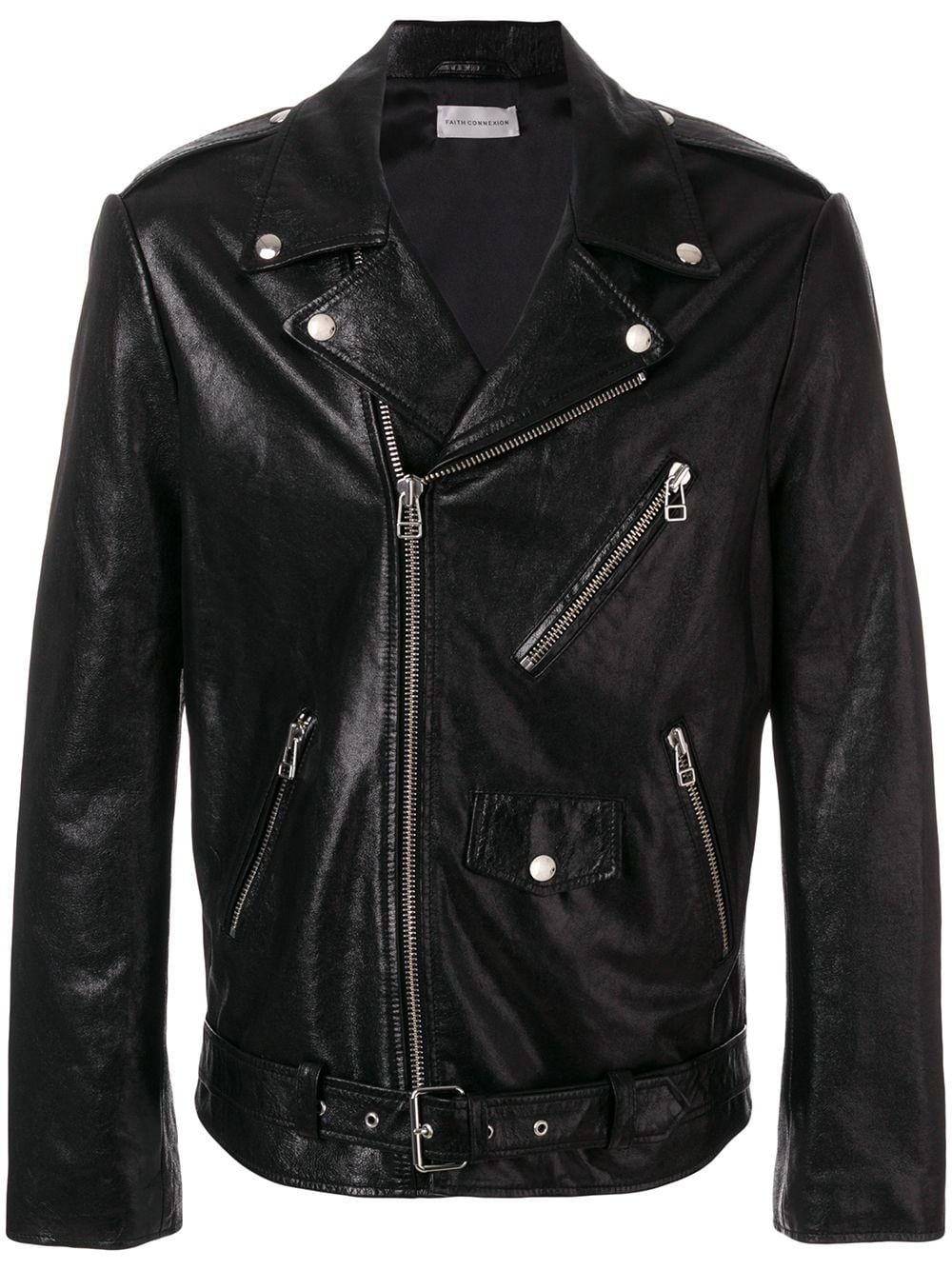 zipped biker jacket - 1