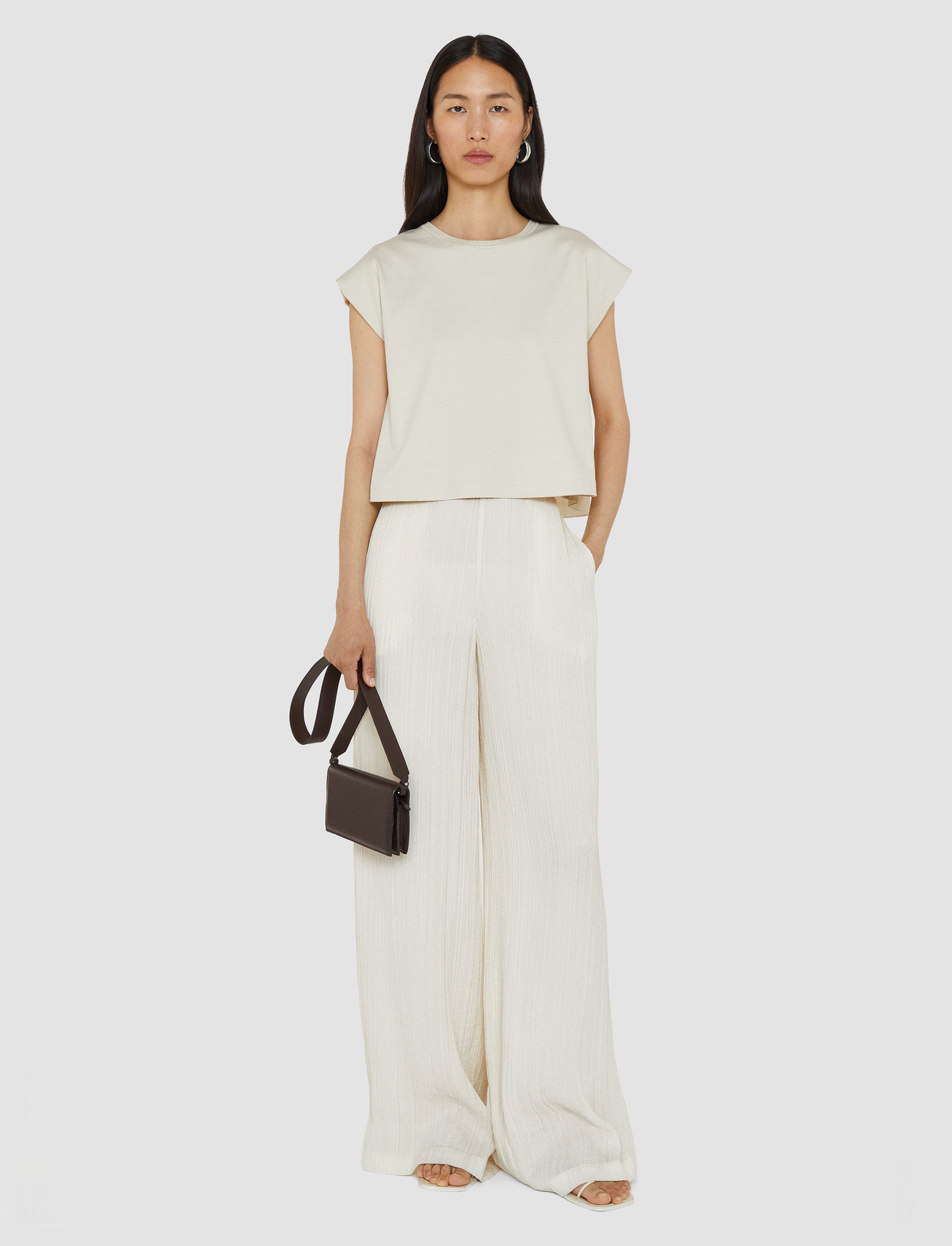 Cotton Poplin Jersey Round Neck T-Shirt - 2